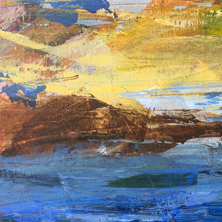 Angela Wakefield Abstract Expressionist Lake Landscape Painting by