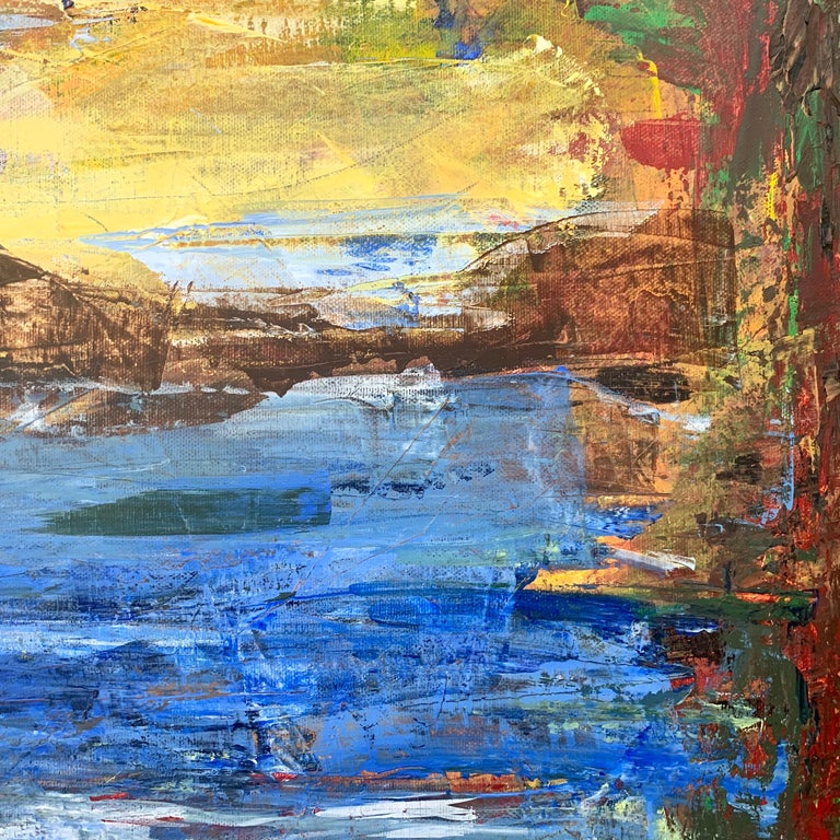 Angela Wakefield Abstract Expressionist Lake Landscape Painting by Leading British Urban