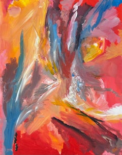 Pintura Expresionista Abstracta del Artista Británico Contemporáneo - Erupting Light