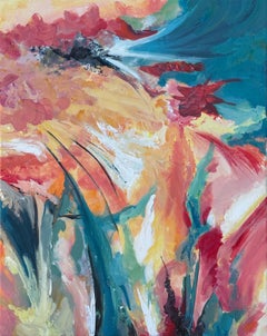 Abstraktes expressionistisches Gemälde eines zeitgenössischen britischen Künstlers - Floral Tempest