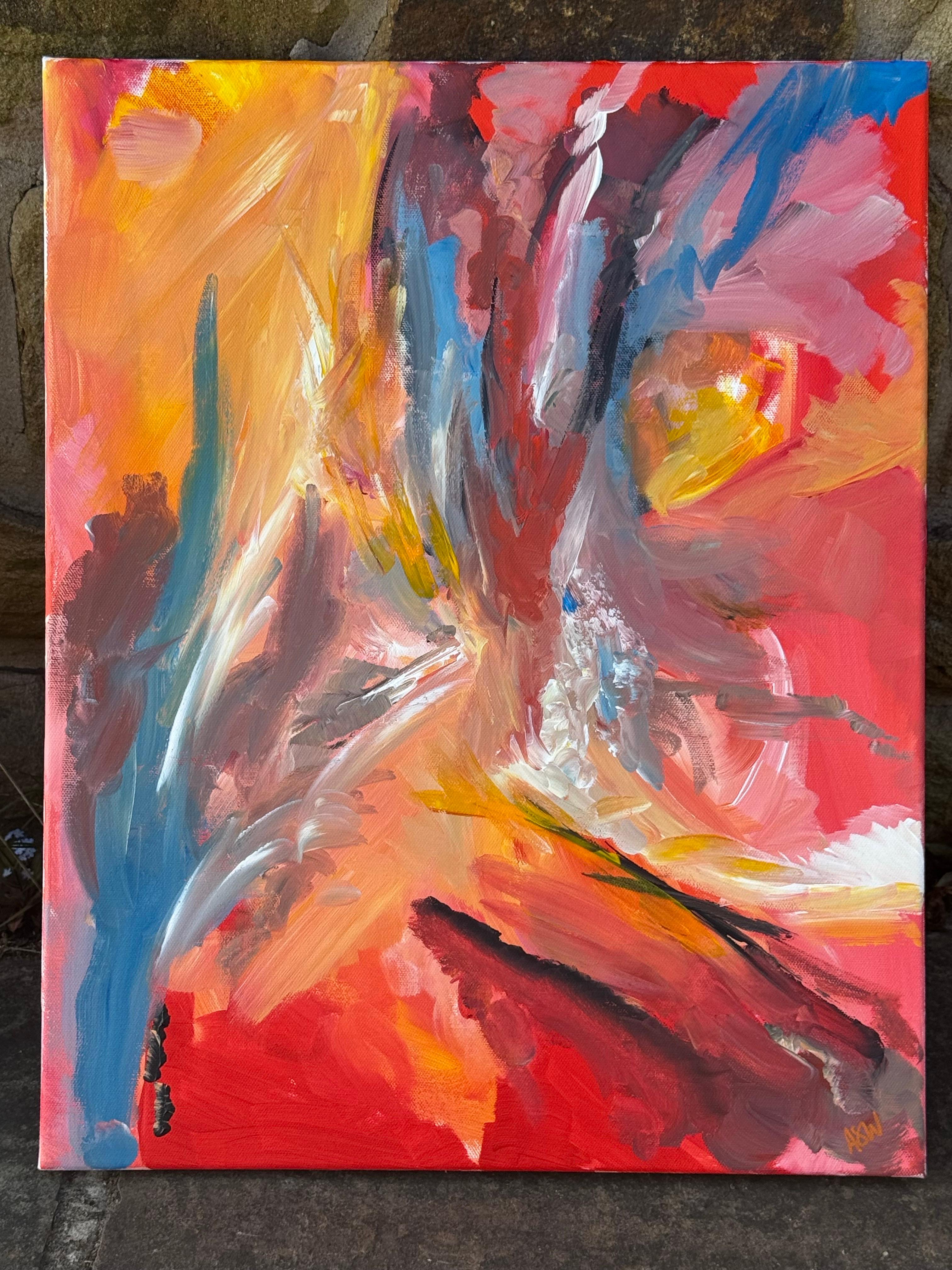 Quadro espressionista astratto dell'artista britannica contemporanea Angela Wakefield (inglese, nata nel 1978) intitolato 
