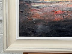 Abstract Expressionist Painting using Reds, Oranges & Black by British Artist