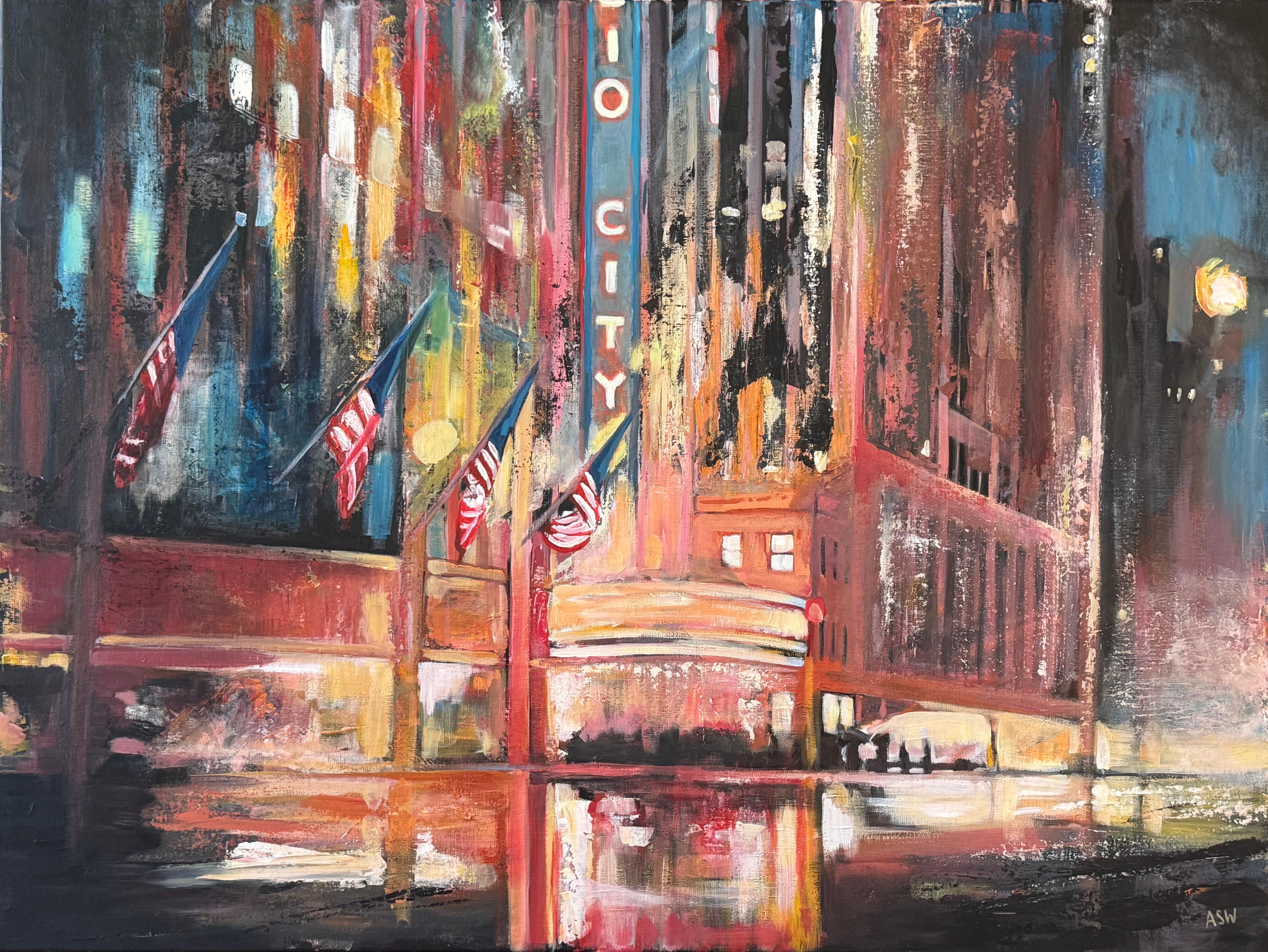 Abstrakter Expressionist Radio City New York City – Painting von Angela Wakefield