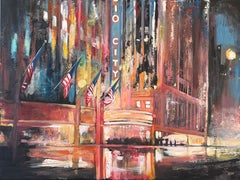 Abstract Expressionist Painting of Radio City New York City on Large Canvas
