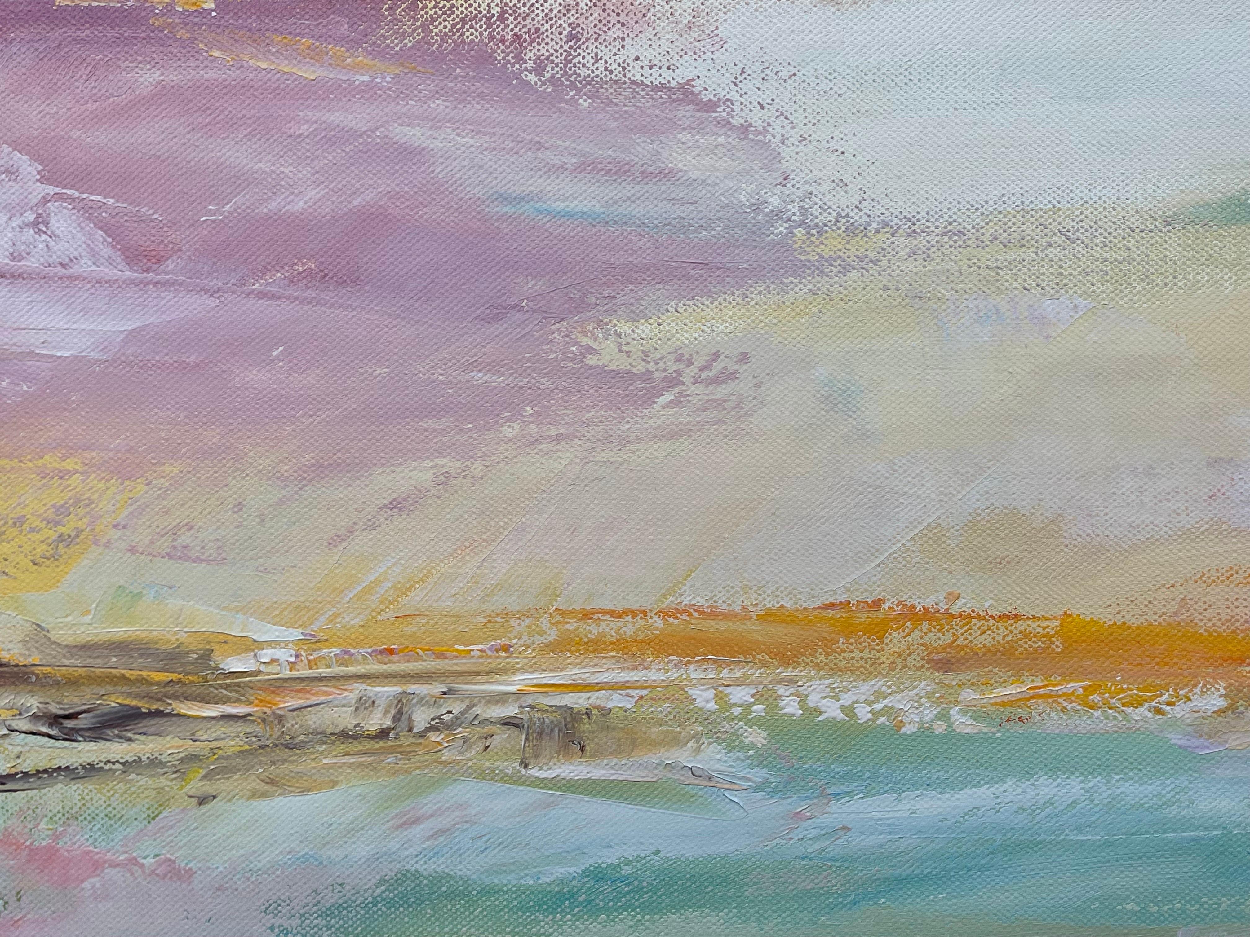Serene Abstract Impressionist Seascape Landscape by Contemporary British Artist For Sale 5