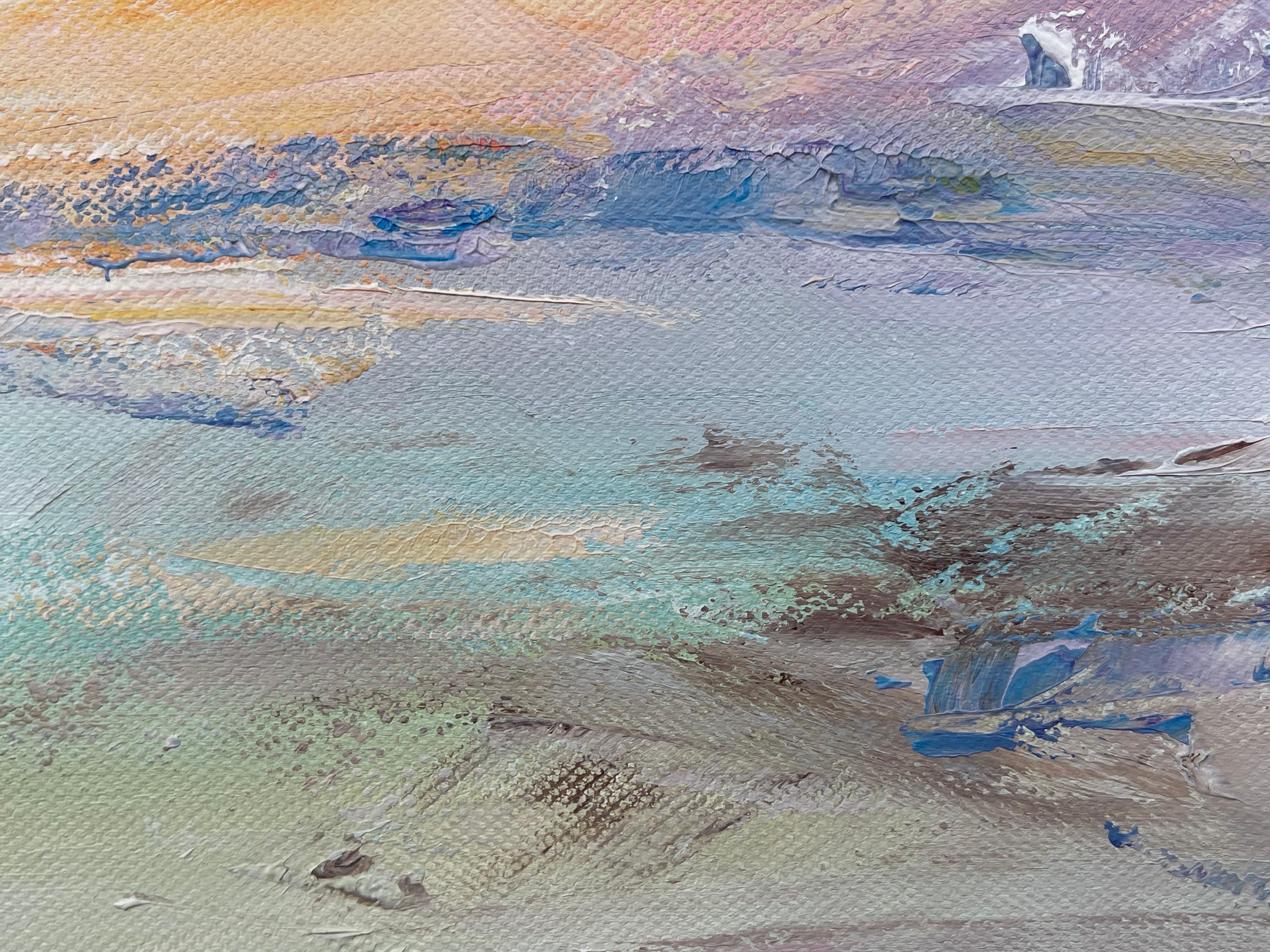 Paysage de paysage marin abstrait et impressionniste serein d'un artiste britannique contemporain en vente 9