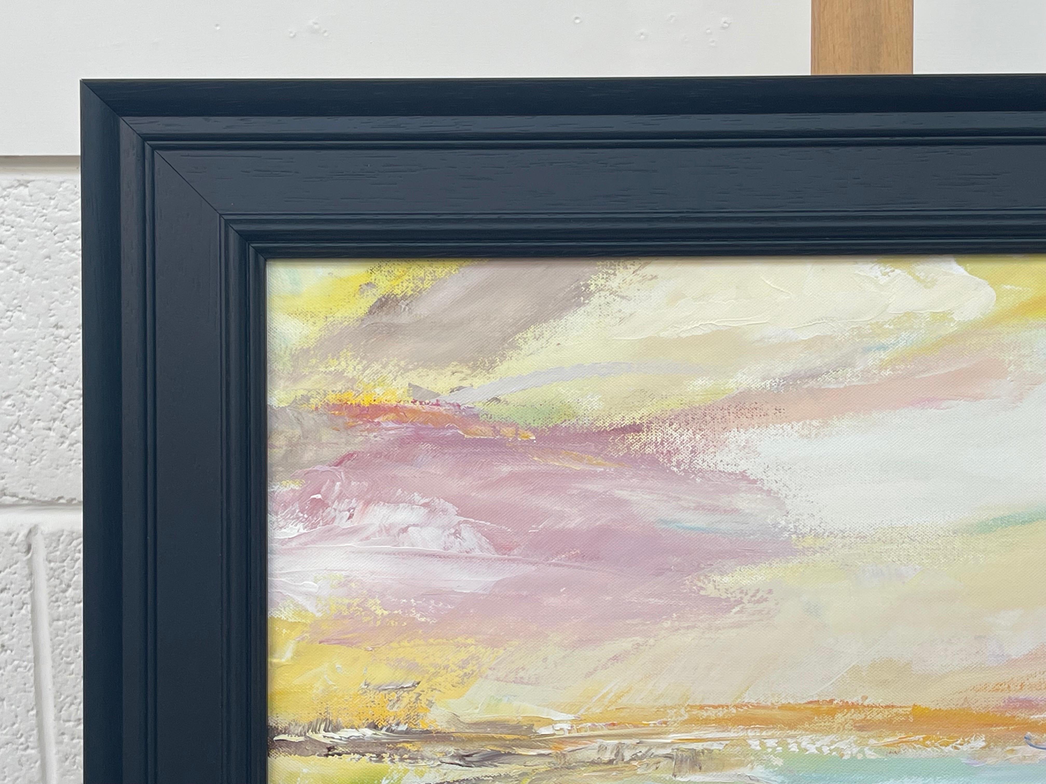 Paysage de paysage marin abstrait et impressionniste serein d'un artiste britannique contemporain en vente 2