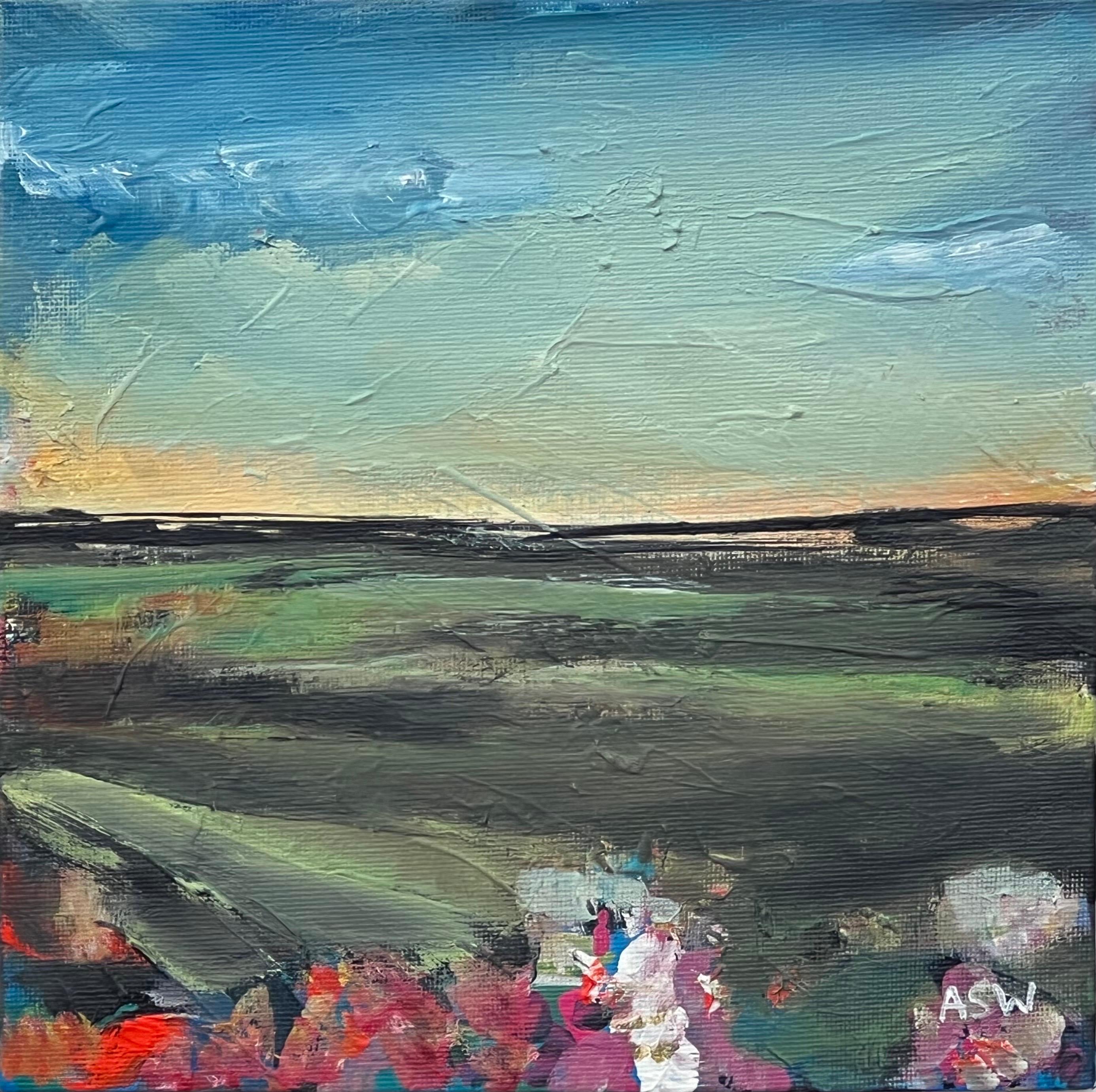 Paisaje abstracto Estudio de pintura en miniatura de un artista británico contemporáneo en venta 5