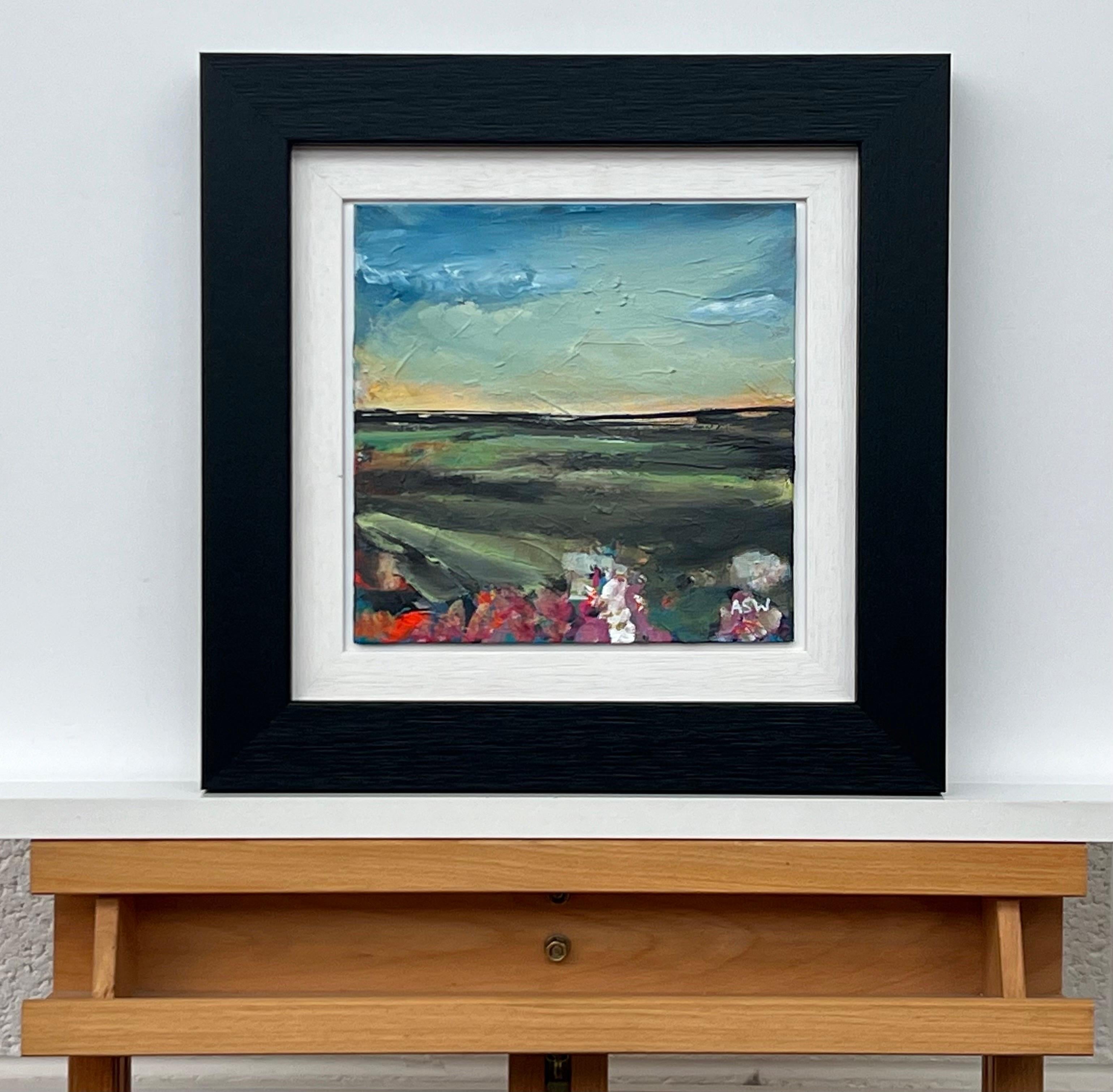 Paisaje abstracto Estudio de pintura en miniatura de un artista británico contemporáneo - Painting Contemporáneo de Angela Wakefield