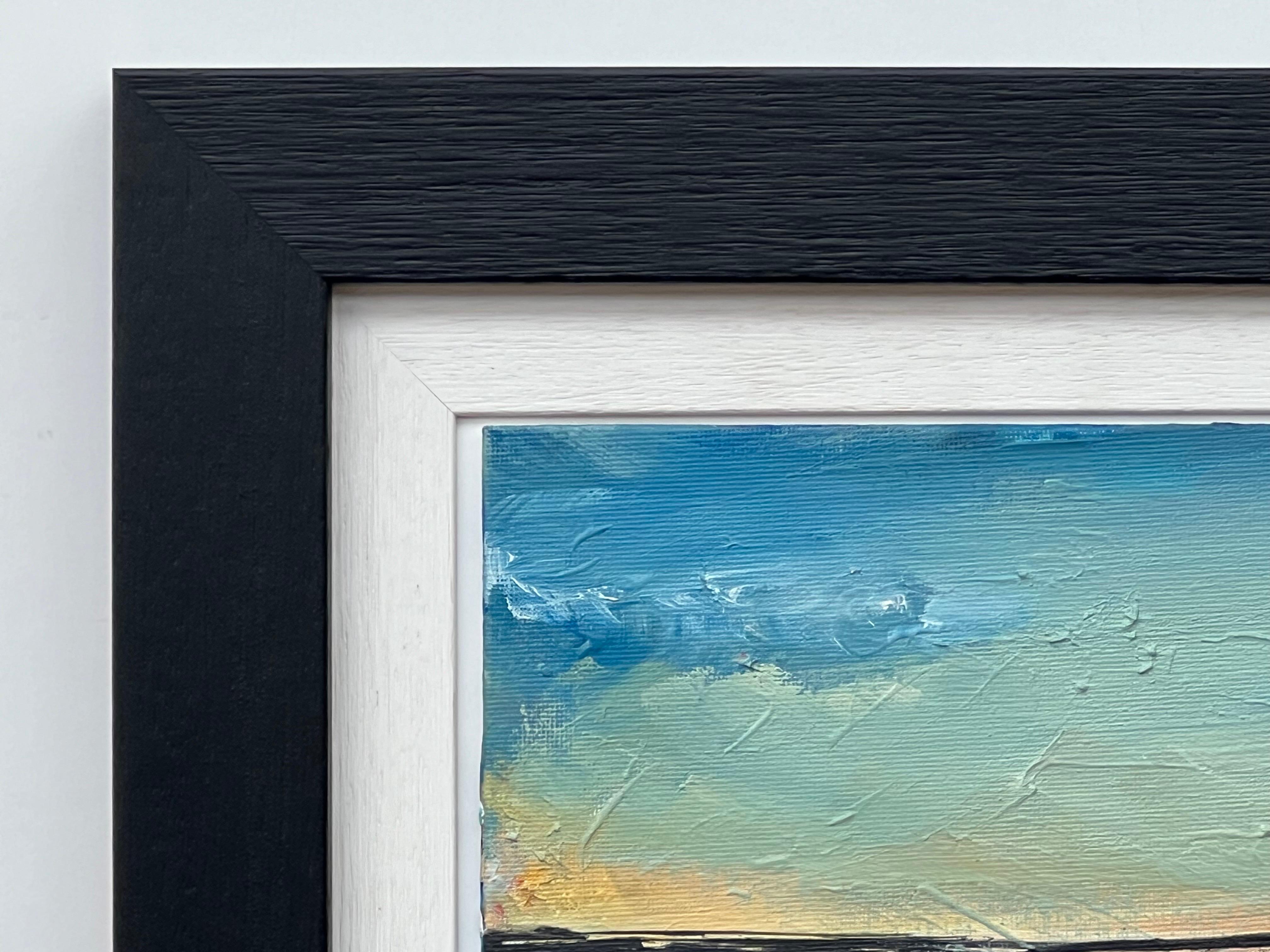 Estudio de pintura en miniatura de paisaje abstracto de la artista británica contemporánea Angela Wakefield 

El arte mide 8 x 8 pulgadas 
El marco mide 13 x 13 pulgadas 

Este cuadro es un paisaje abstracto en el que aparece un campo amplio y