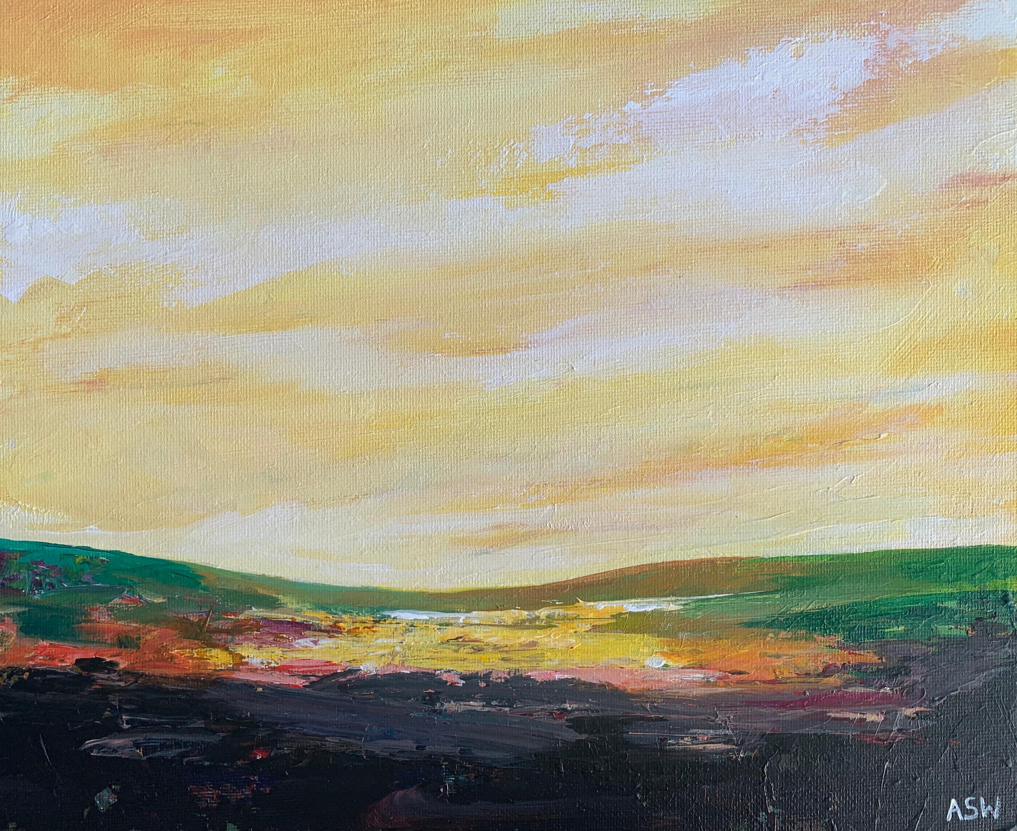 Paesaggio astratto dipinto con Greene & Greene da un artista britannico contemporaneo in vendita 8