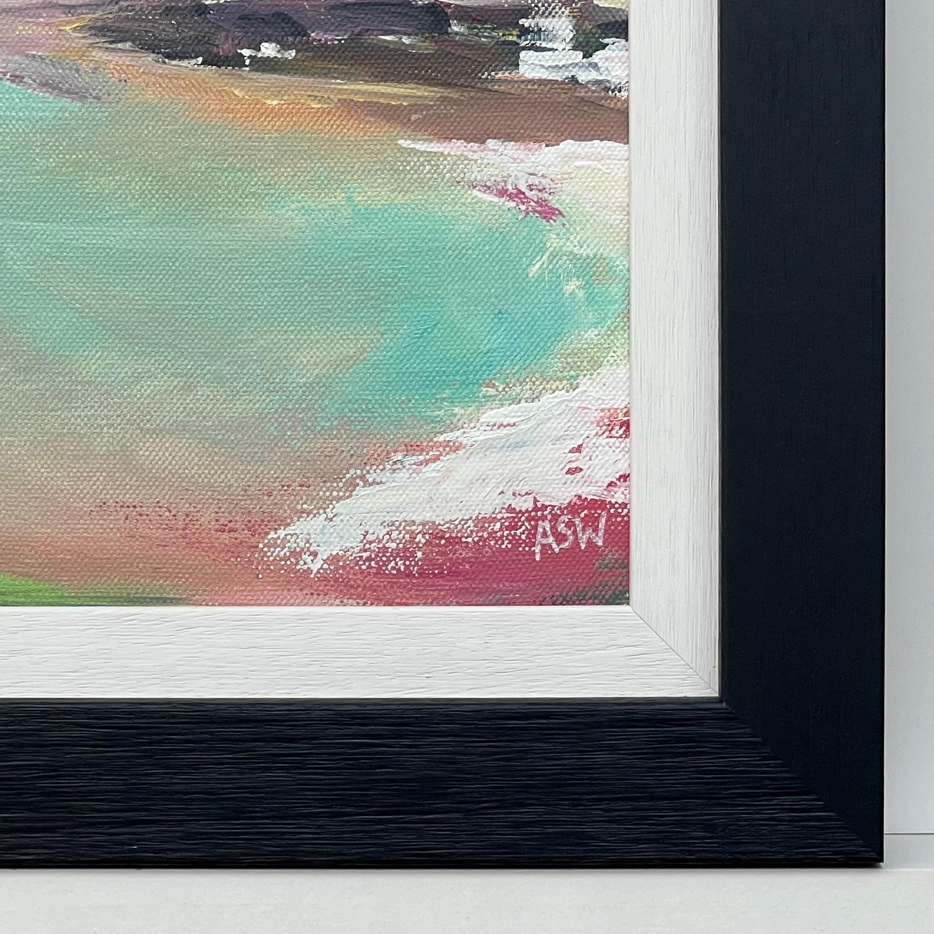 Peinture abstraite de paysage marin aux tons pastel par un artiste contemporain - Painting de Angela Wakefield