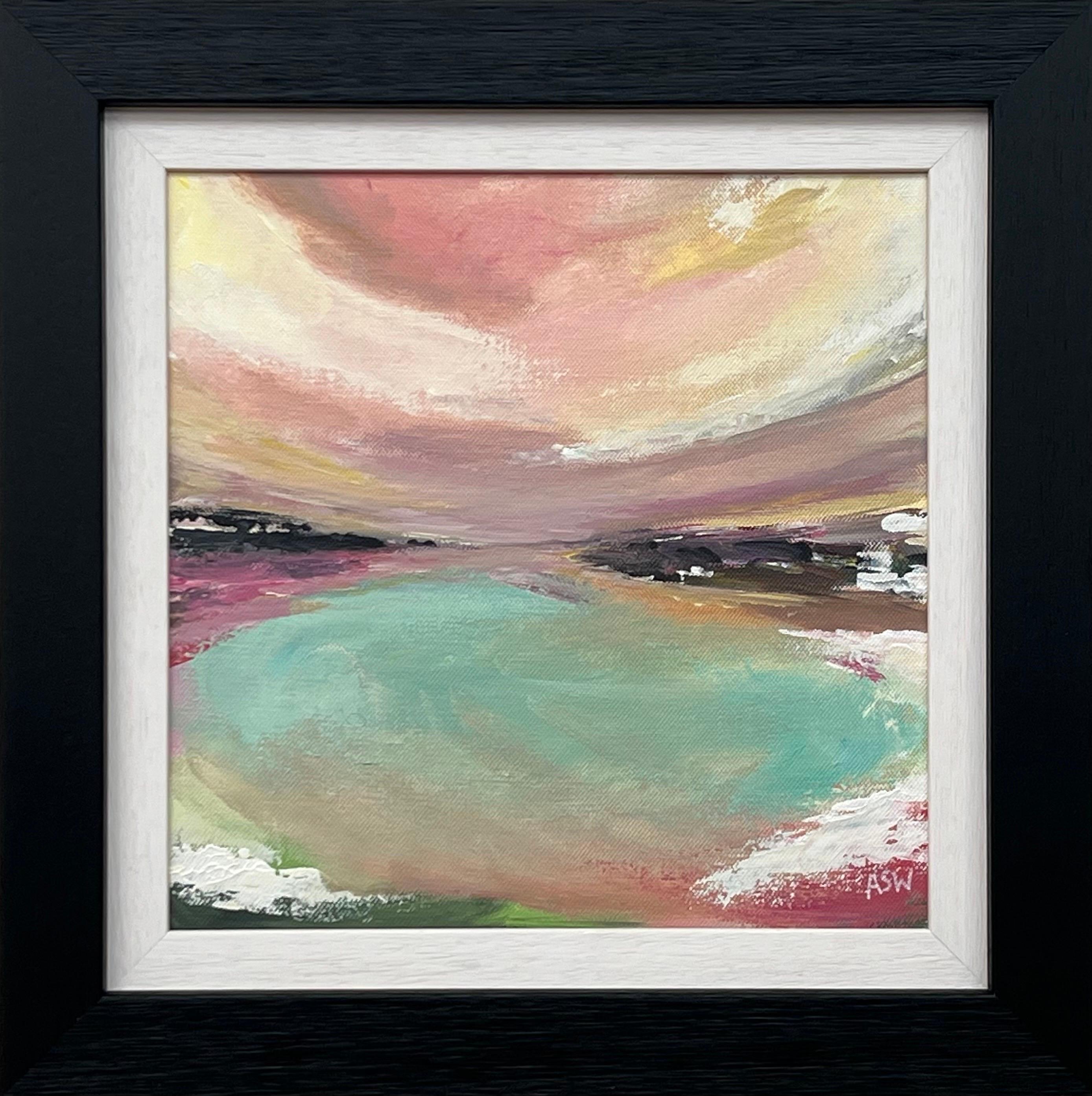 Abstract Painting Angela Wakefield - Peinture abstraite de paysage marin aux tons pastel par un artiste contemporain