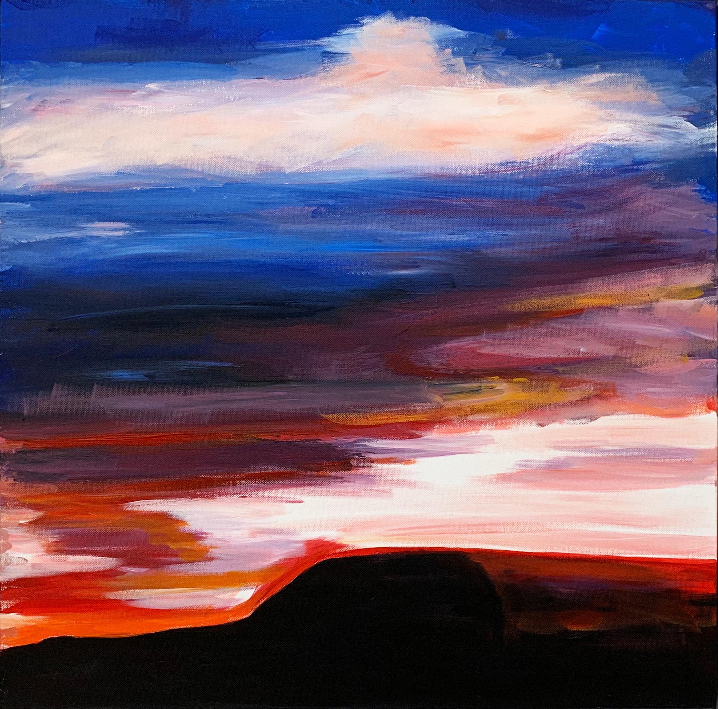 Colourful Abstract Landscape & Sky Painting with Reds, Purples & Blues of Pendle Hill in the Northern English Countryside by leading British Urban Artist Angela Wakefield.

Art measures 24 x 24 inches
Frame measures 30 x 30 inches

This artwork is
