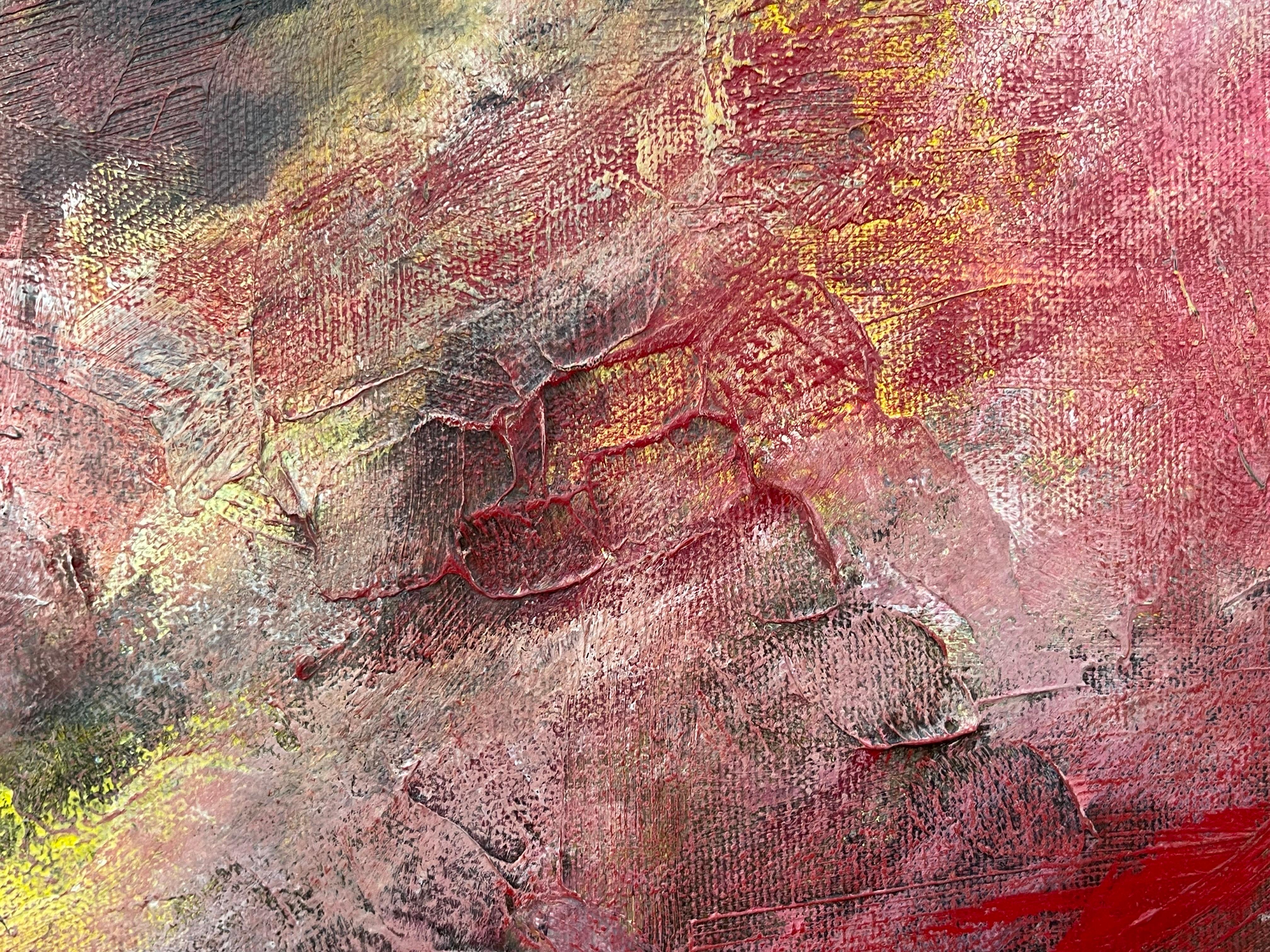 Paysage abstrait utilisant le rouge, le noir et le jaune d'un artiste britannique contemporain en vente 8