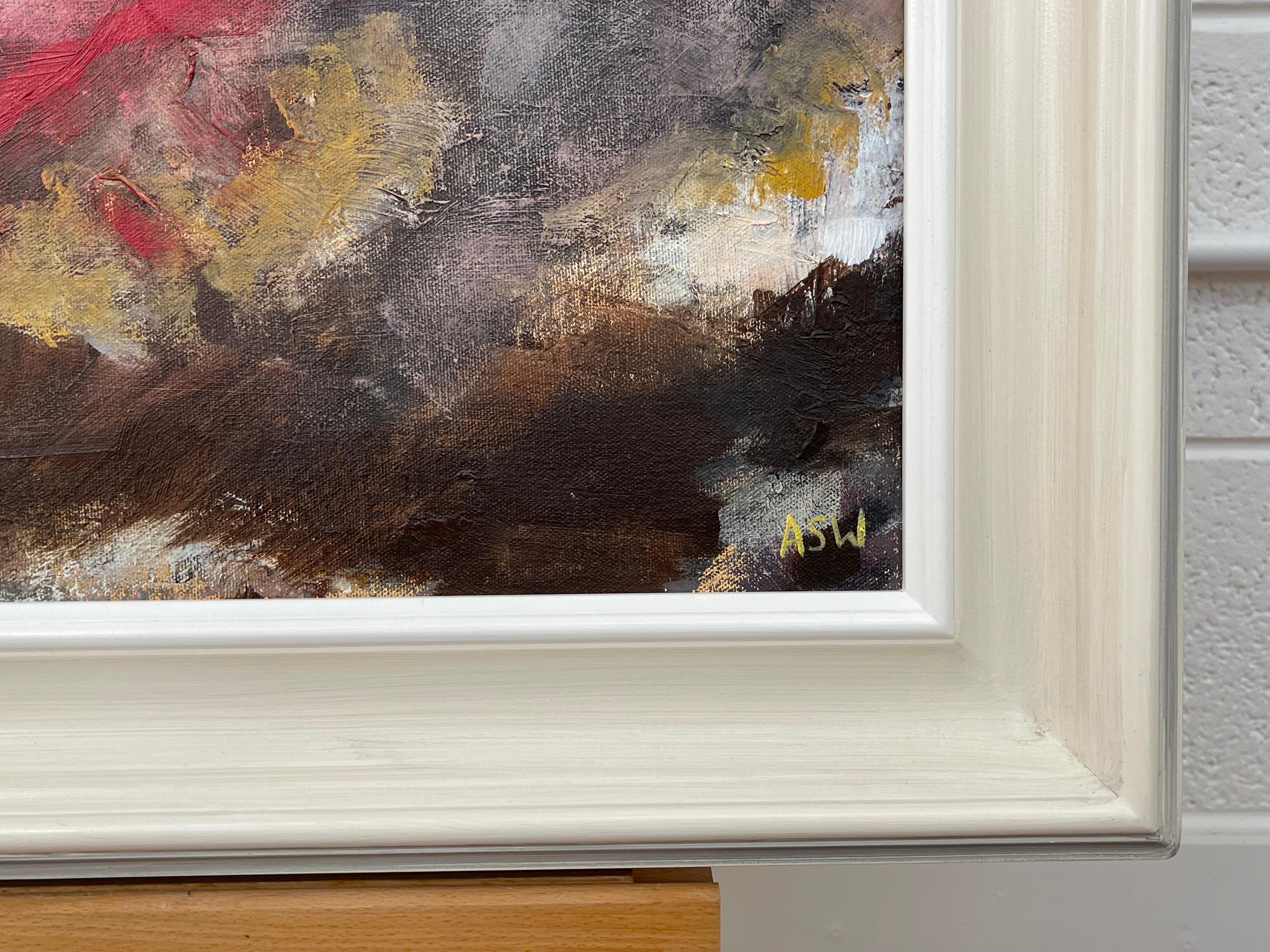 Paysage abstrait utilisant le rouge, le noir et le jaune d'un artiste britannique contemporain en vente 2