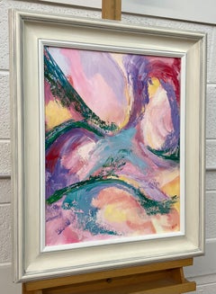 Abstract Lilac Turquoise Red Pink & Green Canvas Art by Contemporary Artist