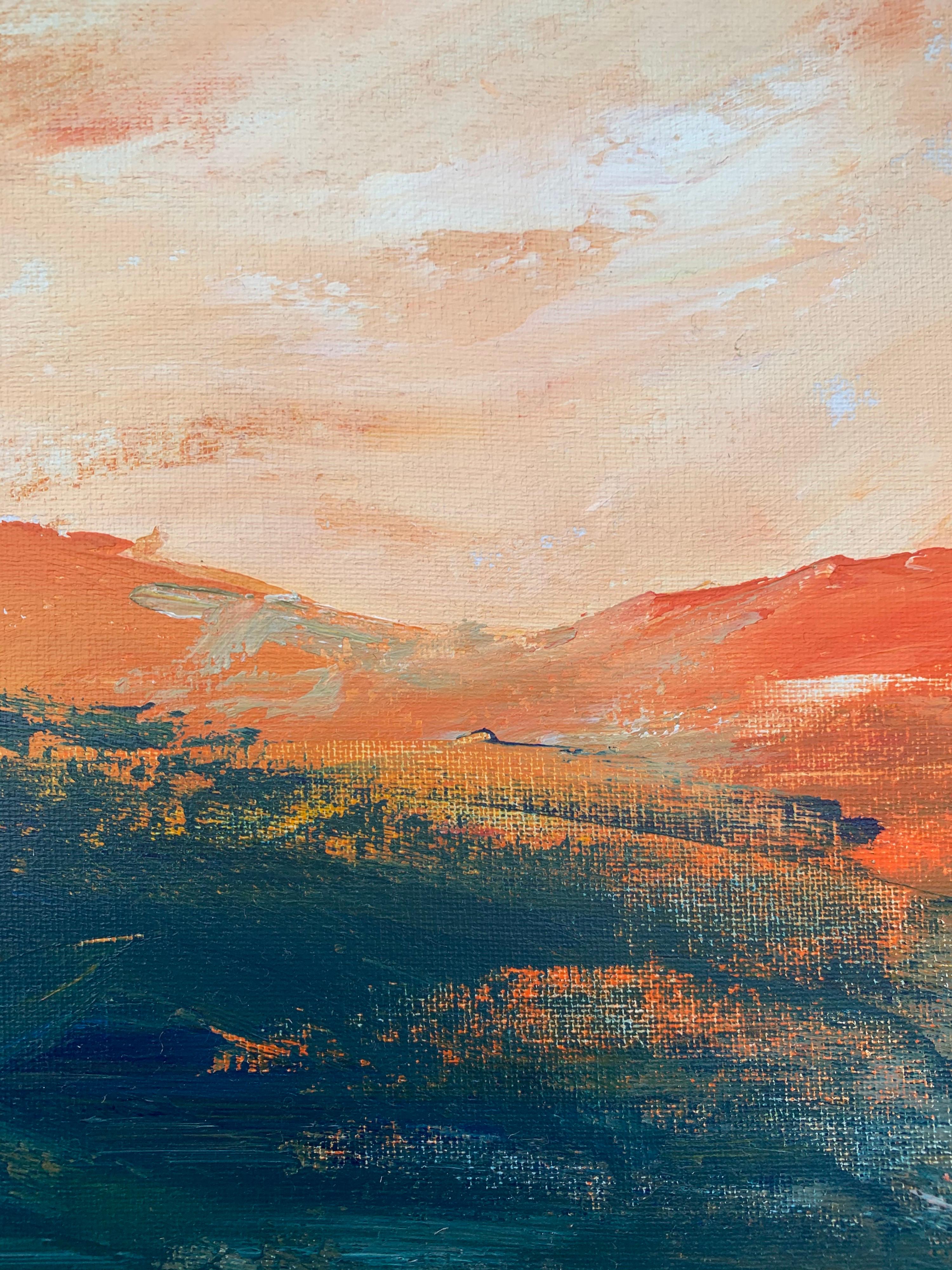 Abstract Orange & Black Mountain Landscape Study by Contemporary British Artist For Sale 4