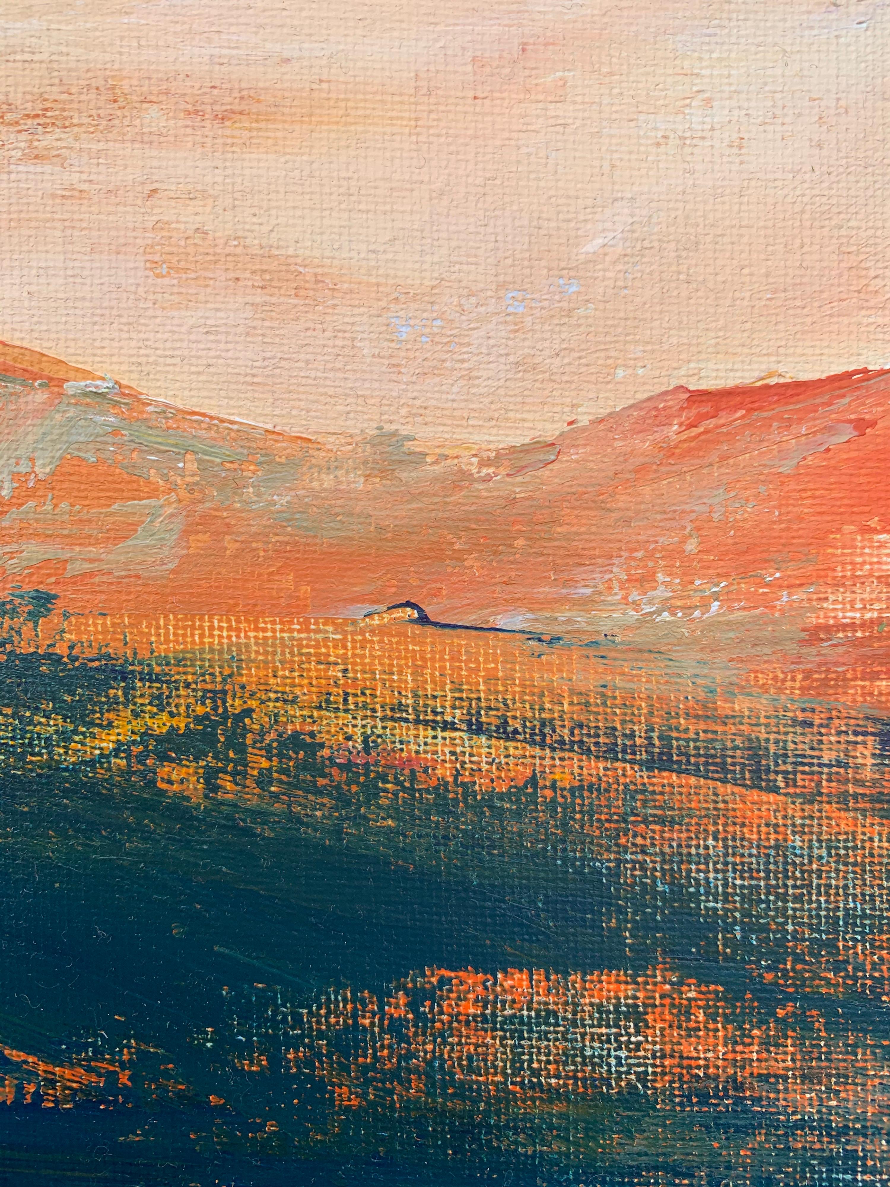 Abstract Orange & Black Mountain Landscape Study by Contemporary British Artist For Sale 5