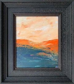 Abstract Orange & Black Mountain Landscape Study by Contemporary British Artist