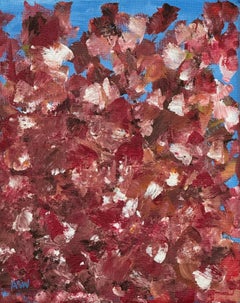 Abstract Pink & Blue, Cherry Blossom in Spring, Art Study by Contemporary Artist