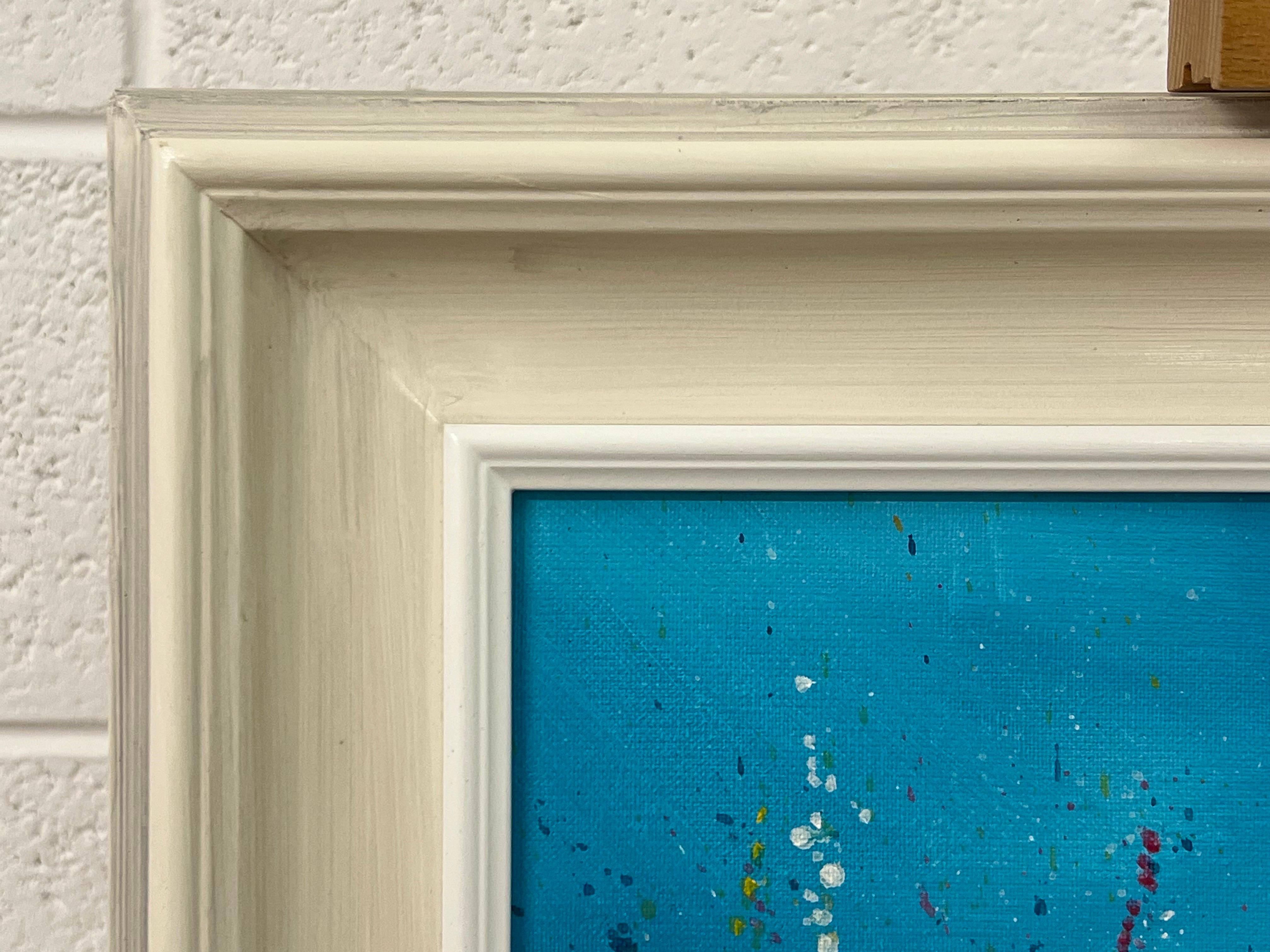 Fleurs abstraites en marguerite blanche sur fond turquoise par un artiste contemporain en vente 4