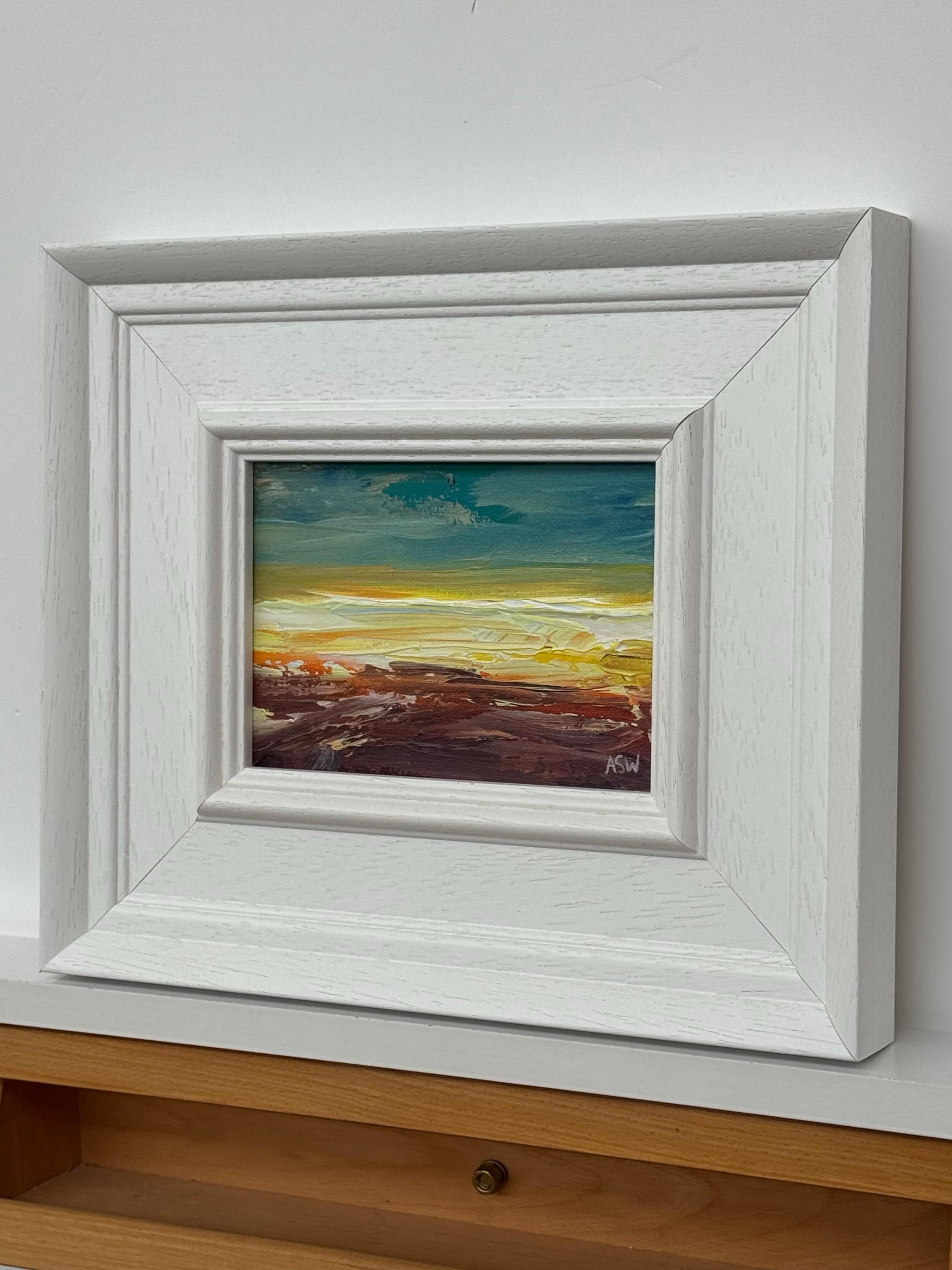 Afterglow - Miniatura di un paesaggio astratto studiata da un artista contemporaneo - Abstract Painting Grigio di Angela Wakefield