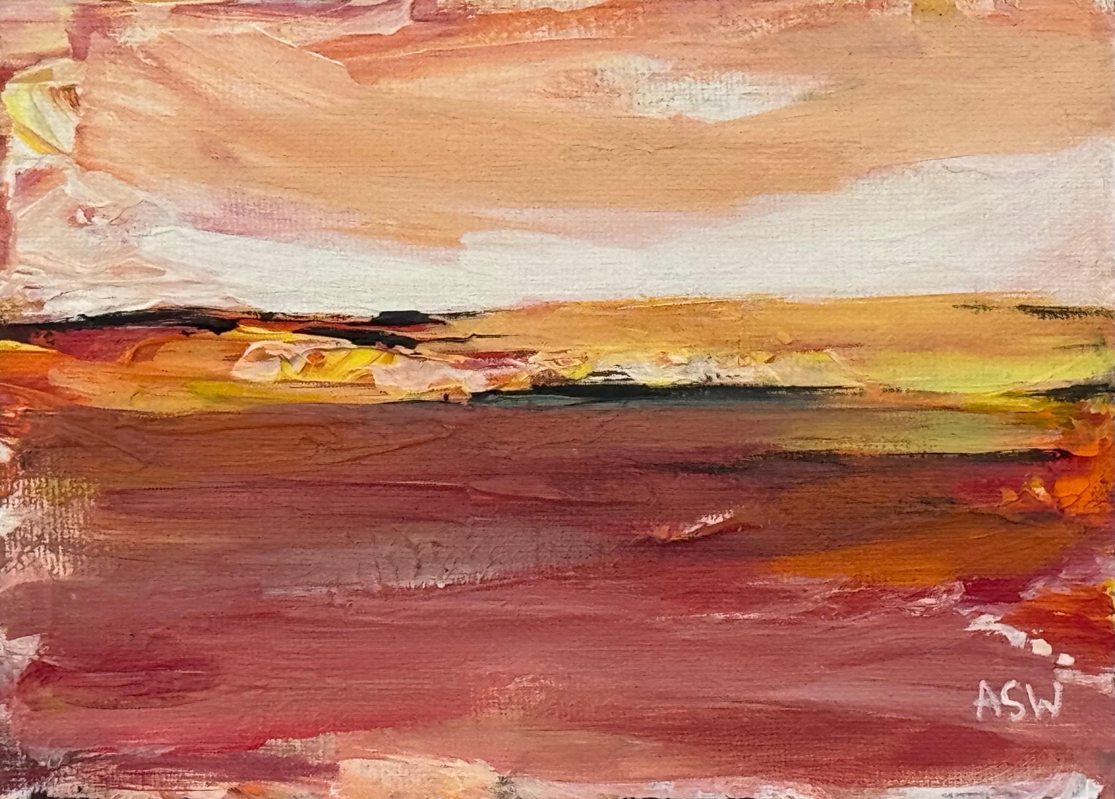 Resplandor ámbar - Estudio artístico de paisaje abstracto en miniatura por un artista contemporáneo en venta 5