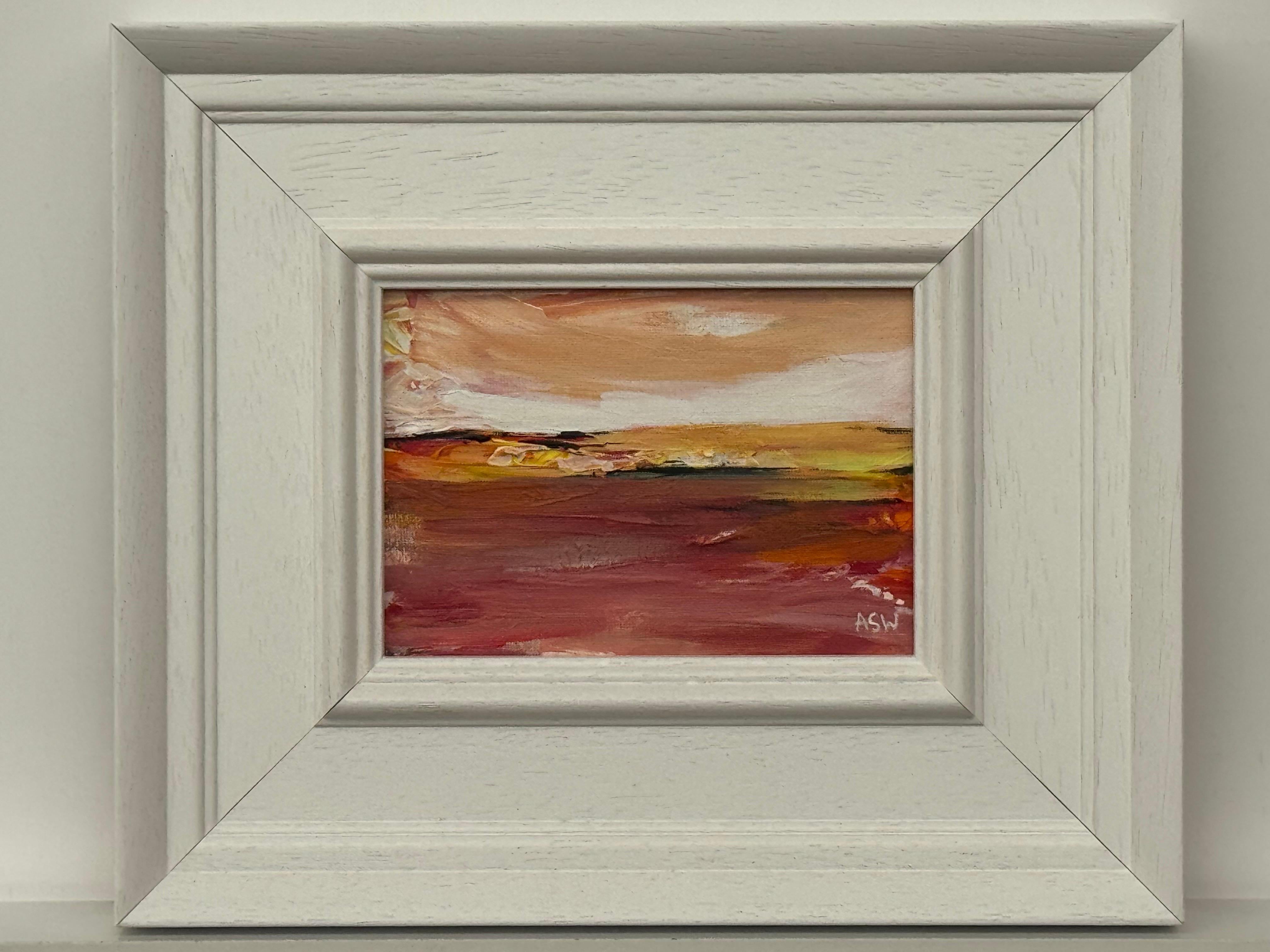 Resplandor ámbar - Estudio artístico de paisaje abstracto en miniatura por un artista contemporáneo en venta 6