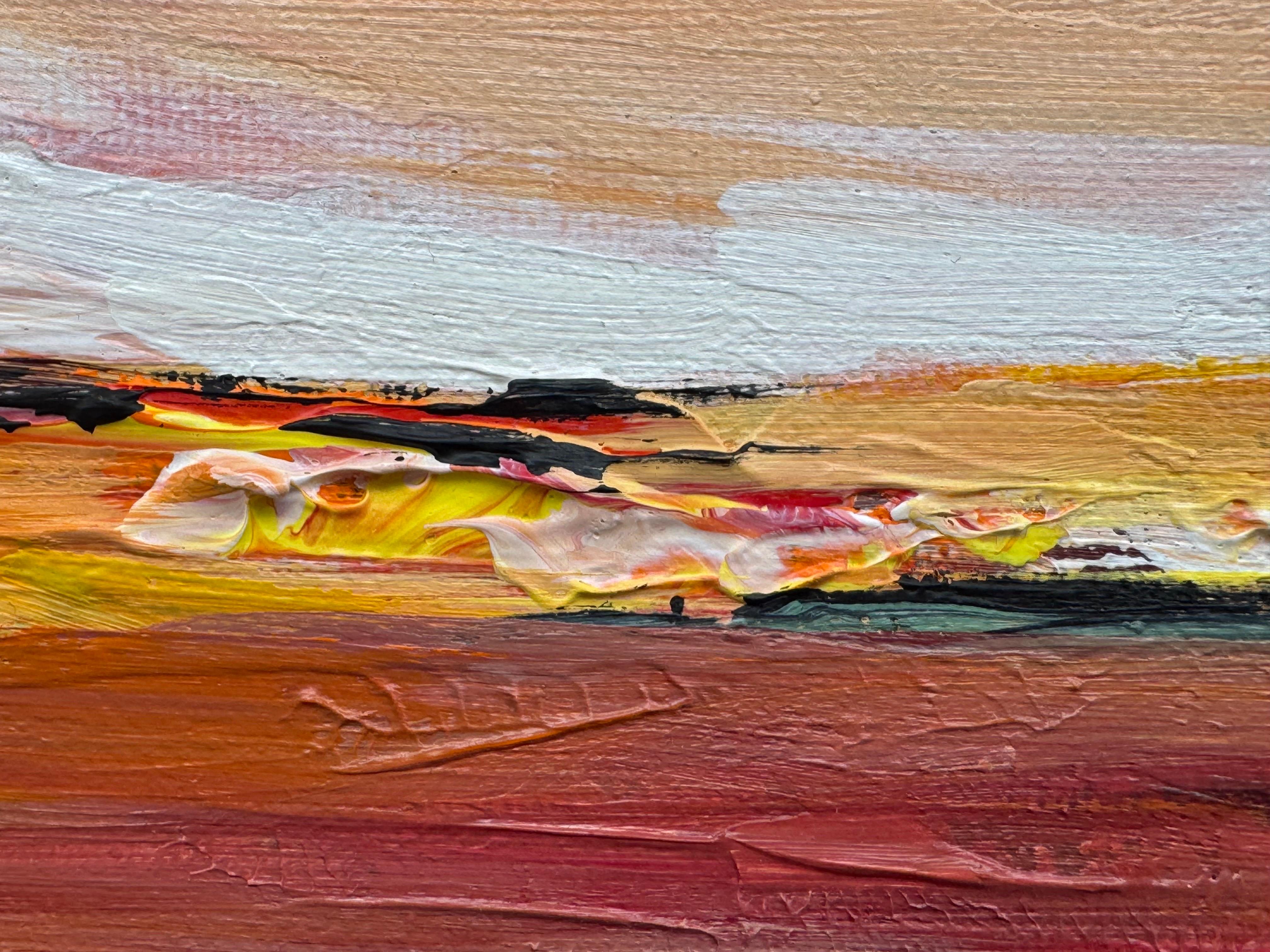 Resplandor ámbar - Estudio artístico de paisaje abstracto en miniatura por un artista contemporáneo en venta 7