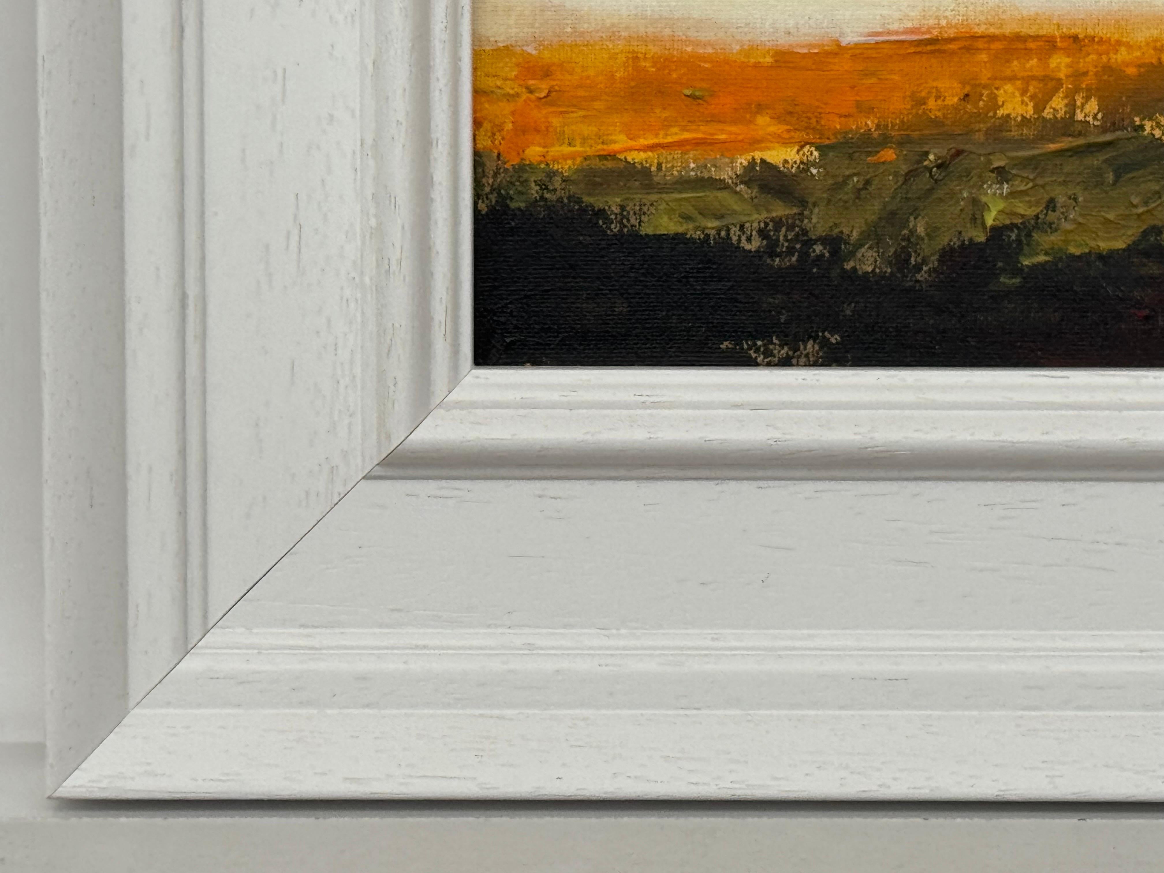 Amber Veil - Miniature Abstract Landscape Art by Contemporary British Artist For Sale 6