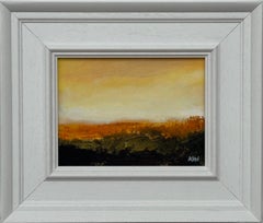 Amber Veil - Miniature Abstract Landscape Art by Contemporary British Artist