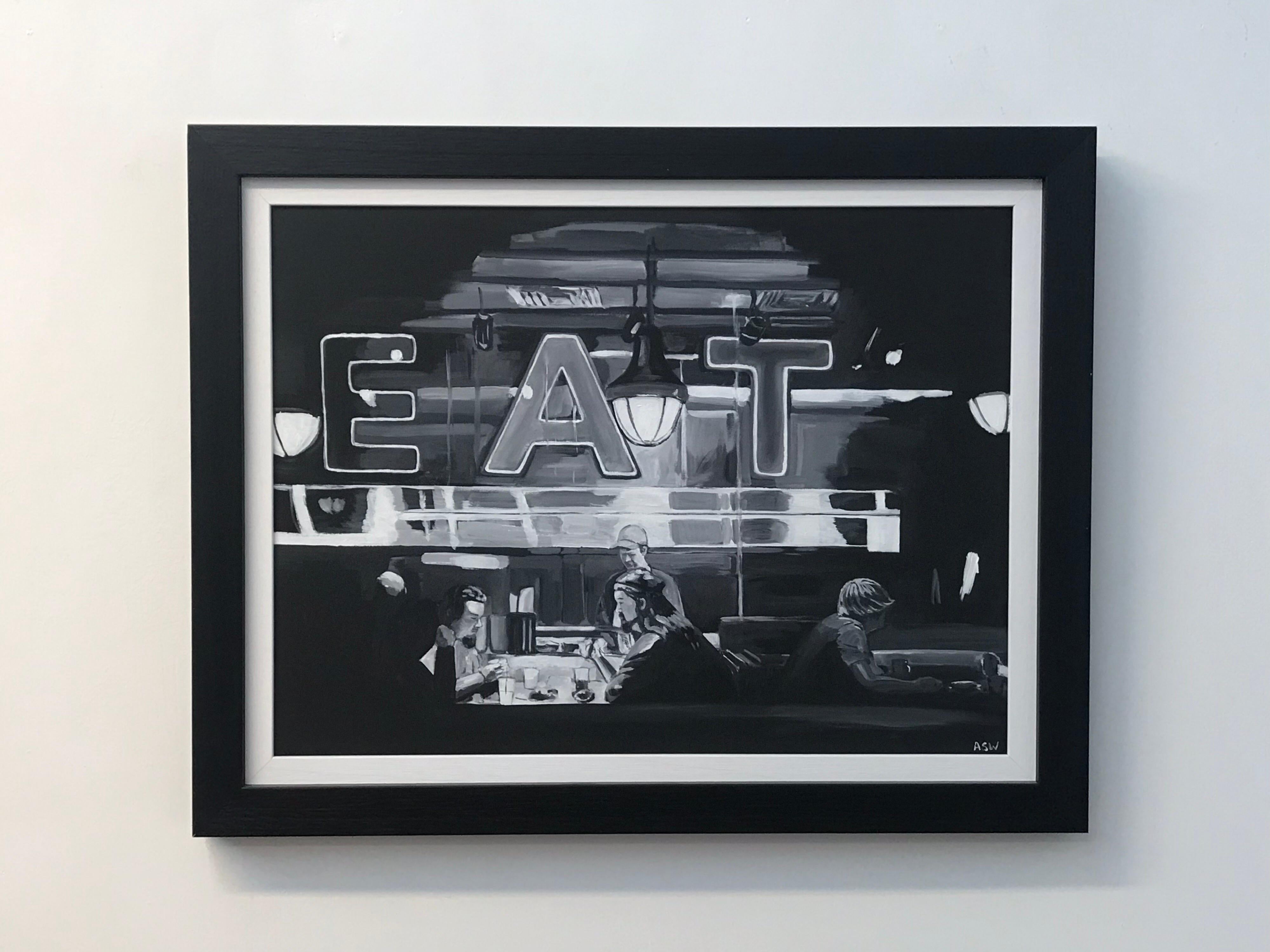 American Diner Serie Americana EE.UU. del destacado artista británico del paisaje urbano - Painting de Angela Wakefield