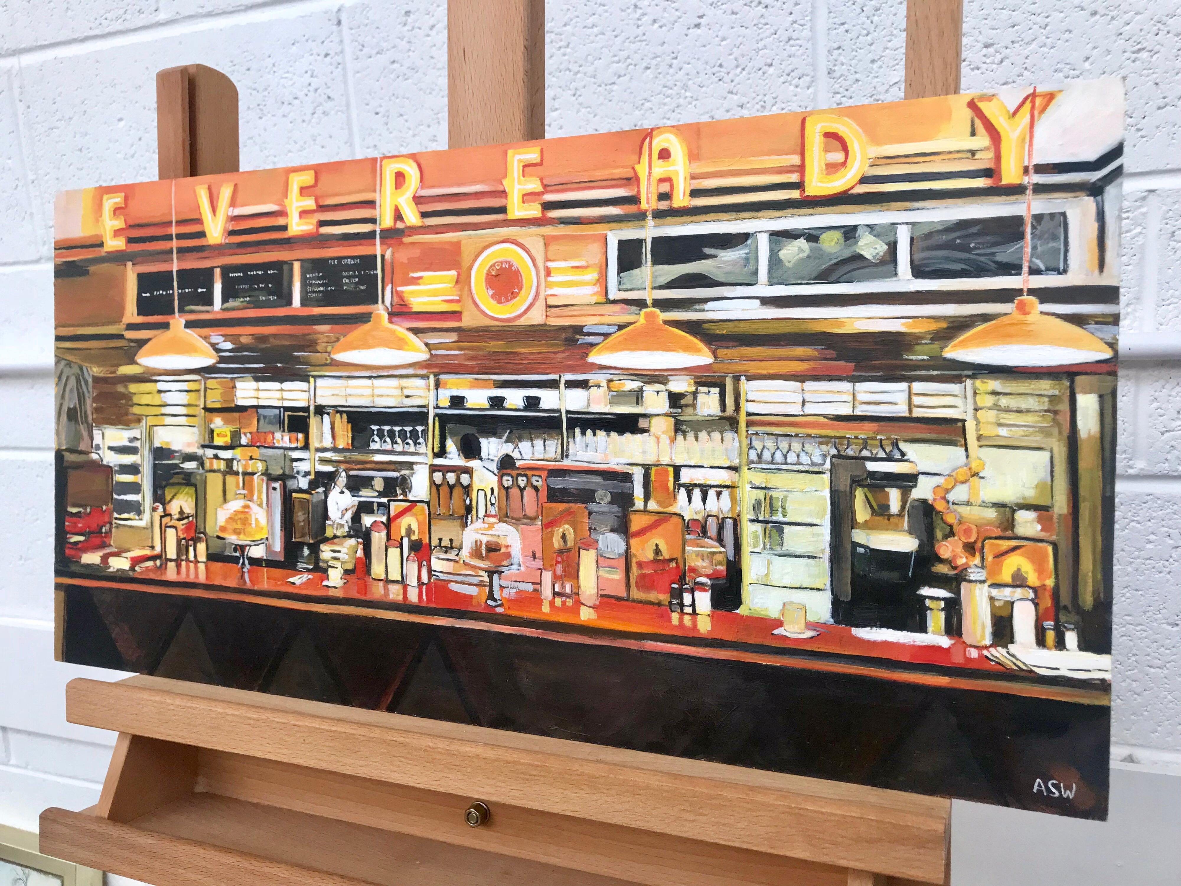 American Diner Still Life Painting by Leading British Urban Landscape Artist For Sale 8
