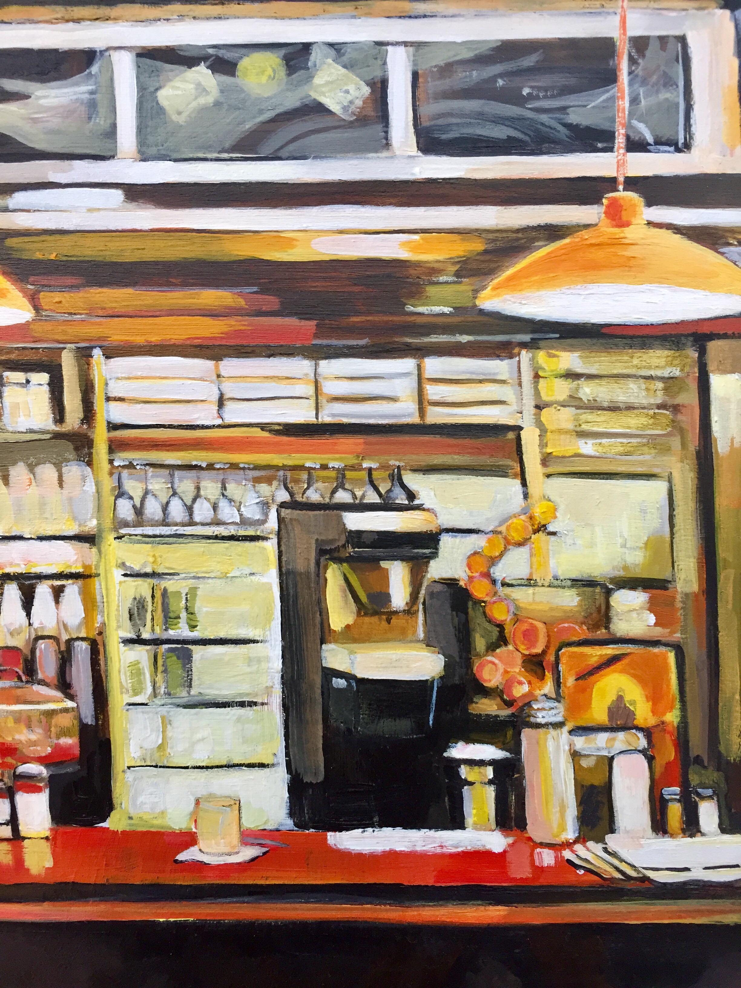 American Diner Still Life Painting by Leading British Urban Landscape Artist For Sale 2