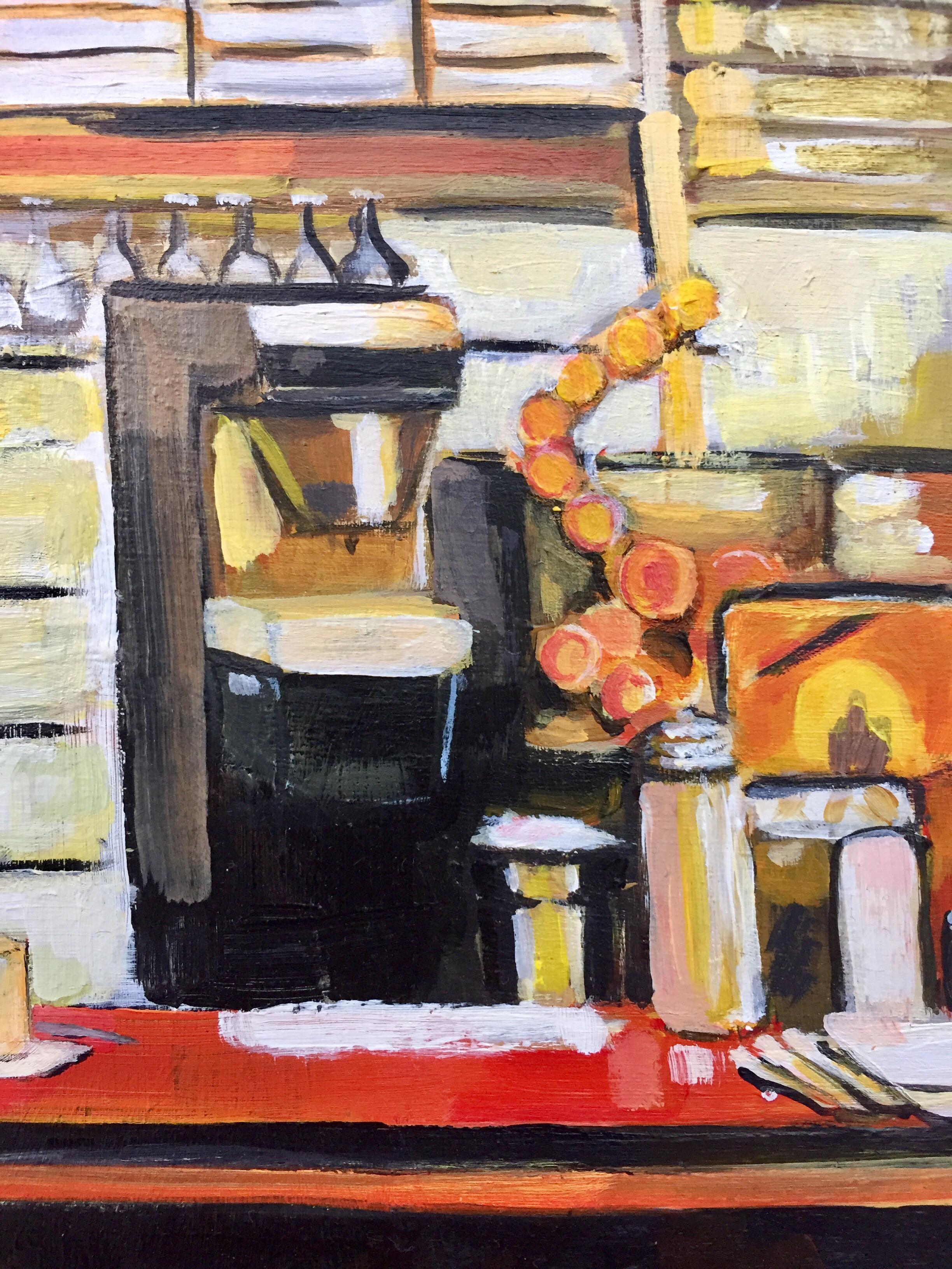 American Diner Still Life Painting by Leading British Urban Landscape Artist For Sale 3