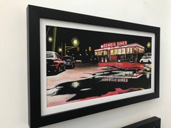 American Diner New Jersey Urban Landscape Painting Contemporary British Artist