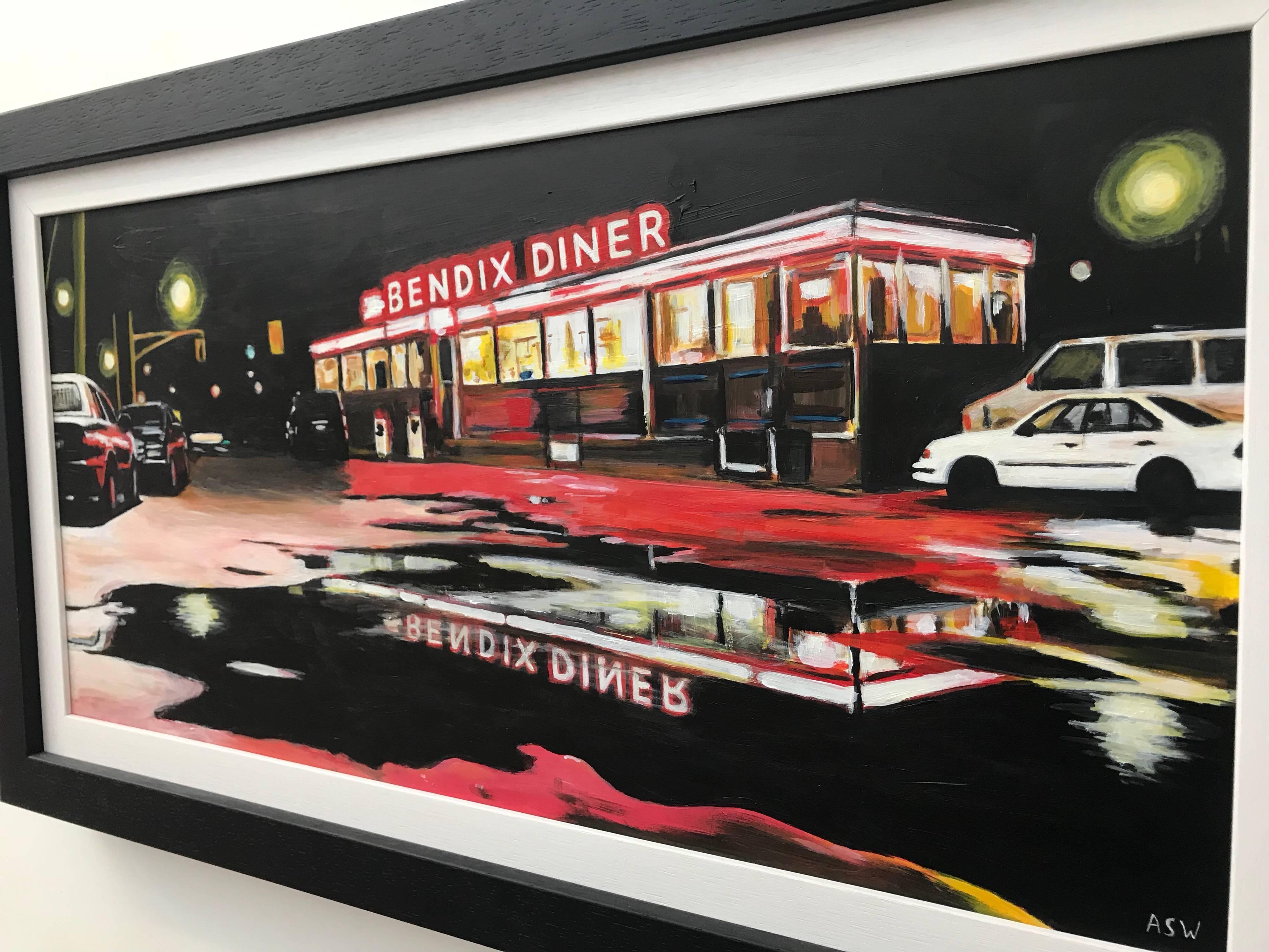 American Diner New Jersey Urban Landscape Painting Contemporary British Artist For Sale 1