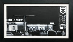 Painting of American Route 66 Gas Station at Night by Collectible British Artist