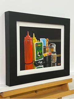 Americana Still Life Painting of American Diner Table Condiments & Sauces Art