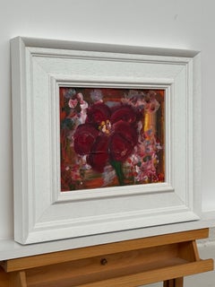 Ameryllis Study 1 - Miniatura astratta floreale su tela di un artista contemporaneo