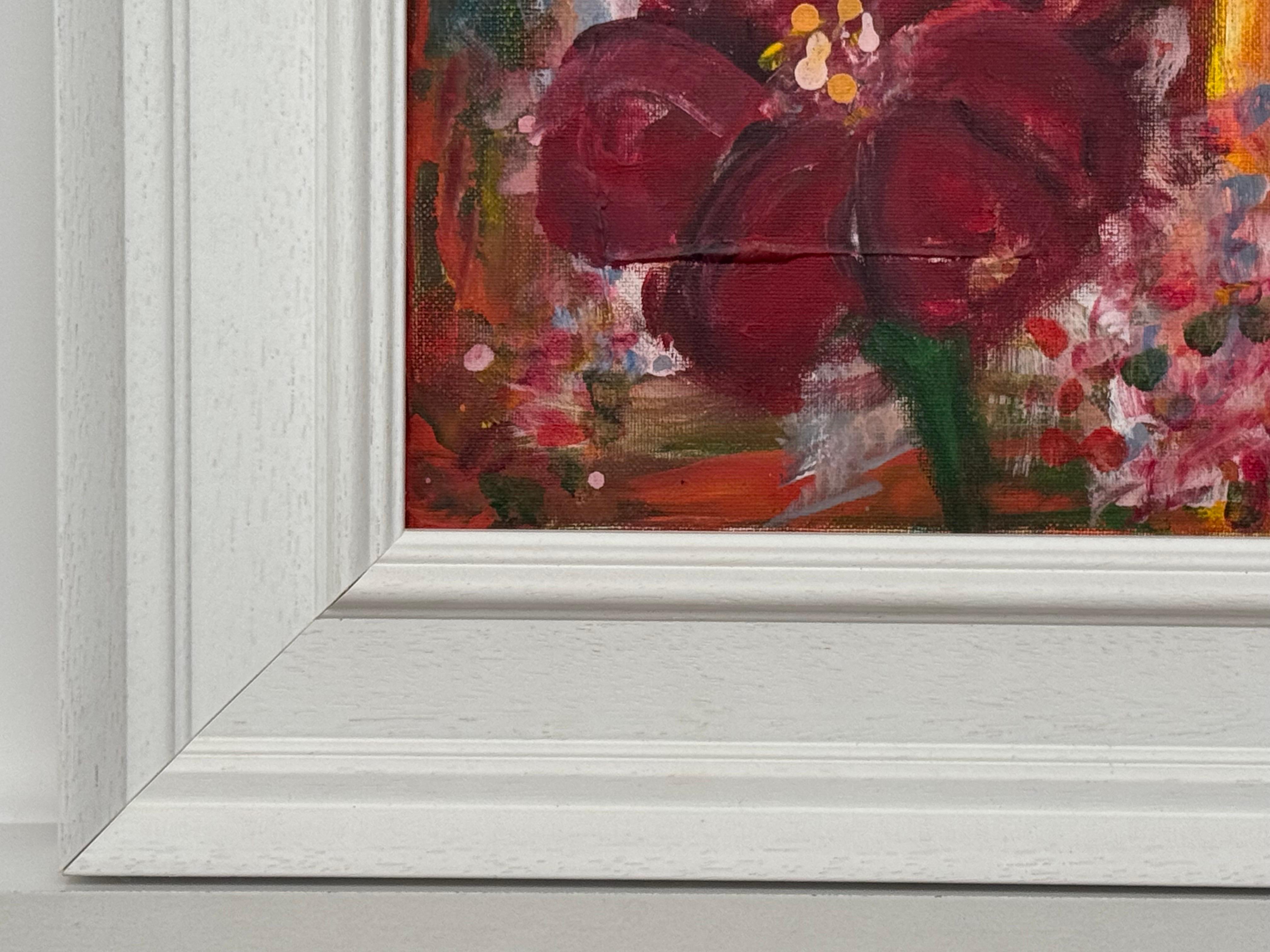 Estudio Ameryllis 1 - Arte Floral Abstracto en Miniatura en Lienzo por Artista Contemporáneo en venta 2