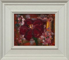 Estudio Ameryllis 1 - Arte Floral Abstracto en Miniatura en Lienzo por Artista Contemporáneo