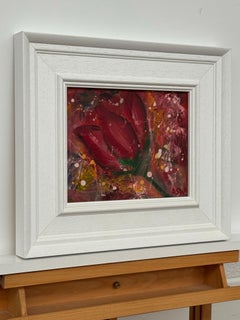 Ameryllis Study 2 - Miniatura astratta floreale su tela di un artista contemporaneo