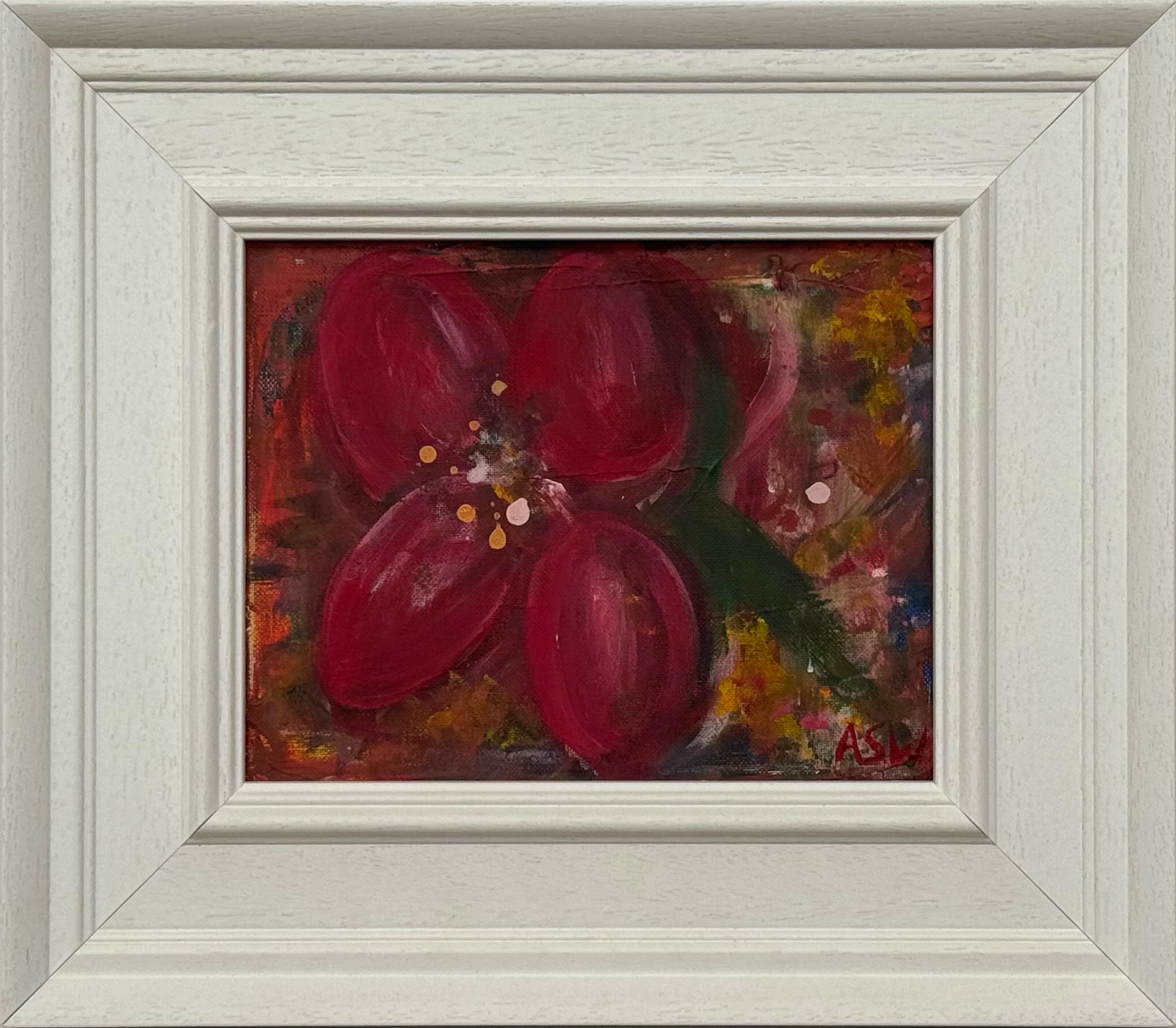Estudio Ameryllis 2 - Arte Floral Abstracto en Miniatura en Lienzo por Artista Contemporáneo en venta 5