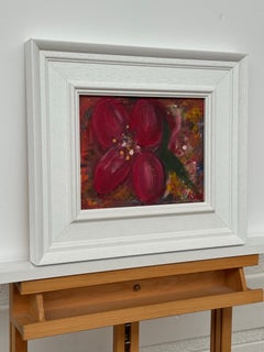 Ameryllis Studie 3 - Miniatur Abstrakte Blumen Leinwand Kunst von zeitgenössischen Künstler