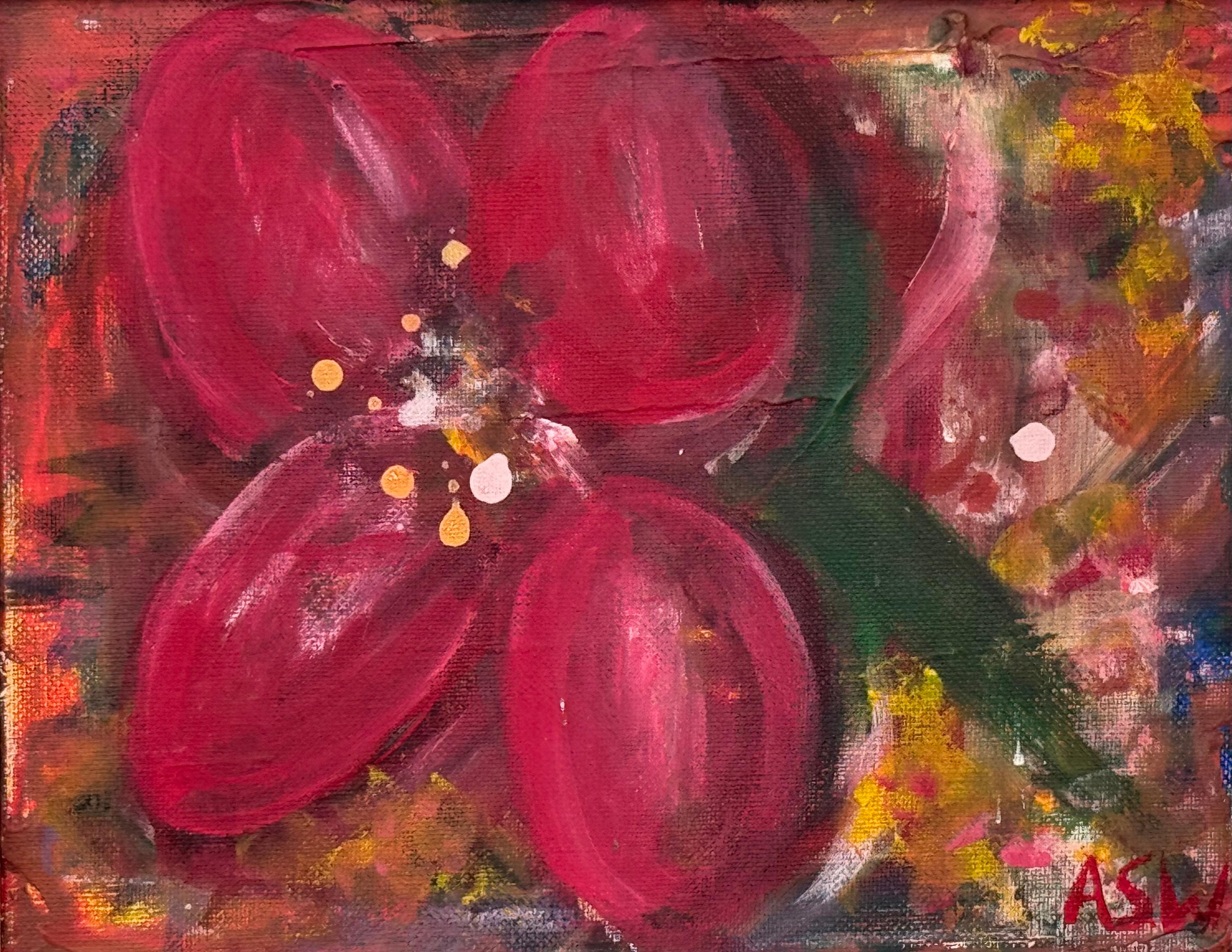Ameryllis Studie 3 - Miniatur Abstrakt Floral Leinwand Kunst von zeitgenössischen britischen Künstler, Angela Wakefield

Kunst misst 12 x 9 Zoll
Rahmen misst 16 x 13 Zoll

Angela Wakefield (Britisch, 21. Jahrhundert)
