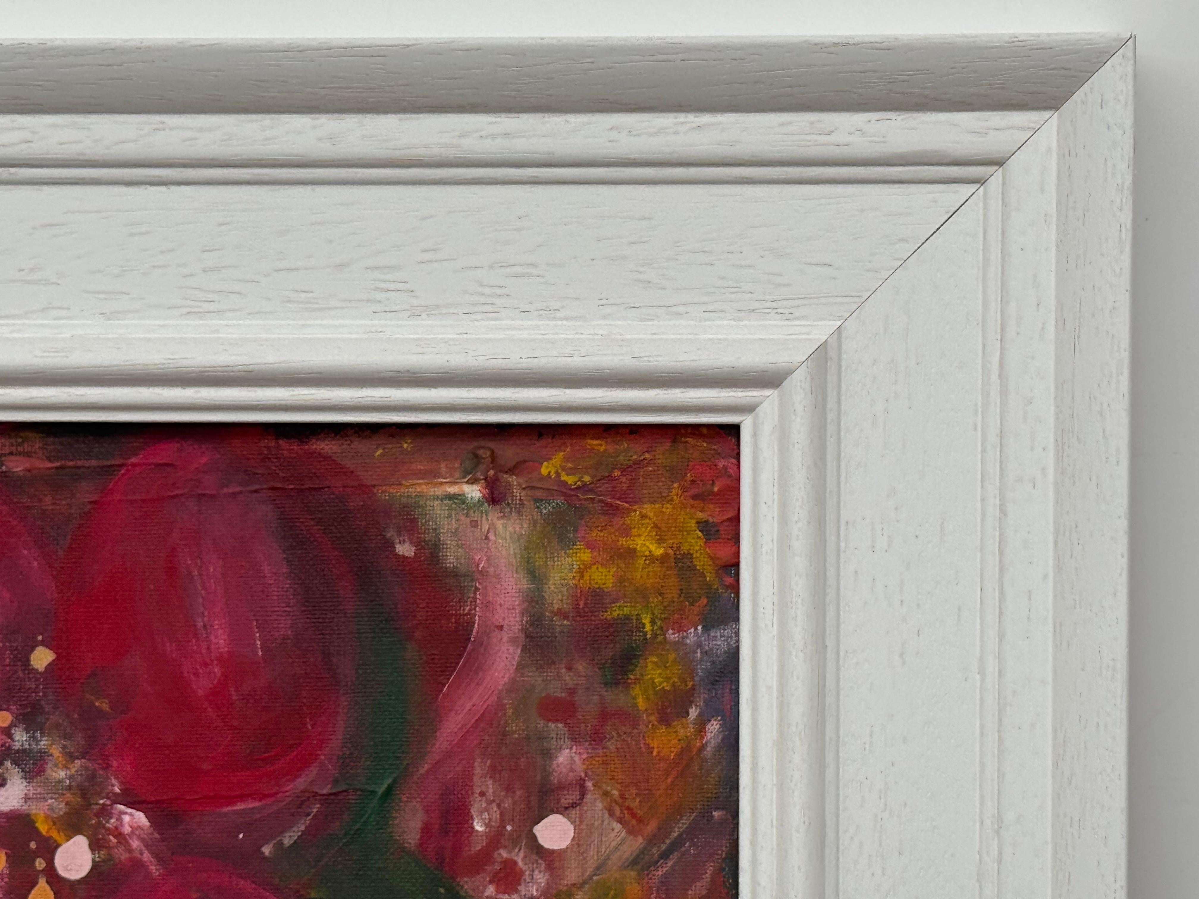 Ameryllis Studie 3 - Miniatur Abstrakte Blumen Leinwand Kunst von zeitgenössischen Künstler im Angebot 1