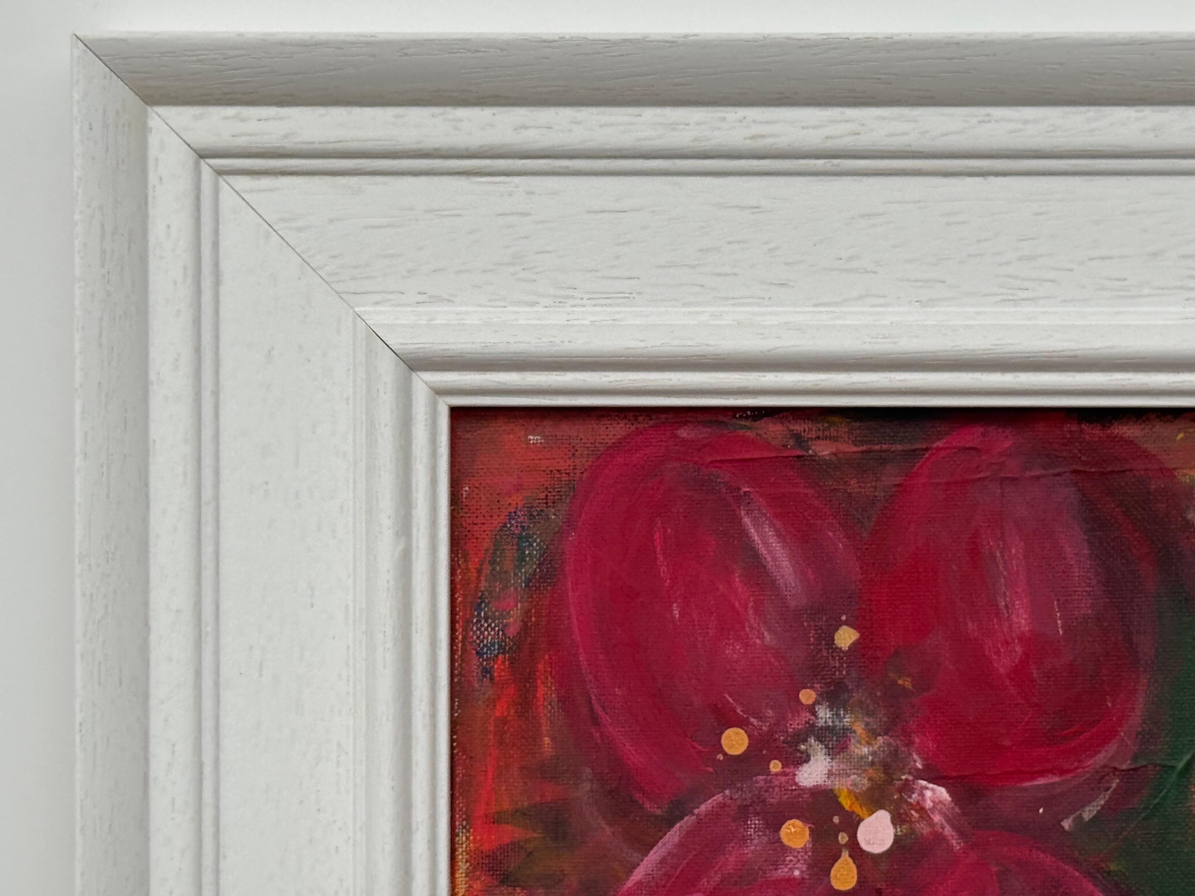 Ameryllis Studie 3 - Miniatur Abstrakte Blumen Leinwand Kunst von zeitgenössischen Künstler im Angebot 3