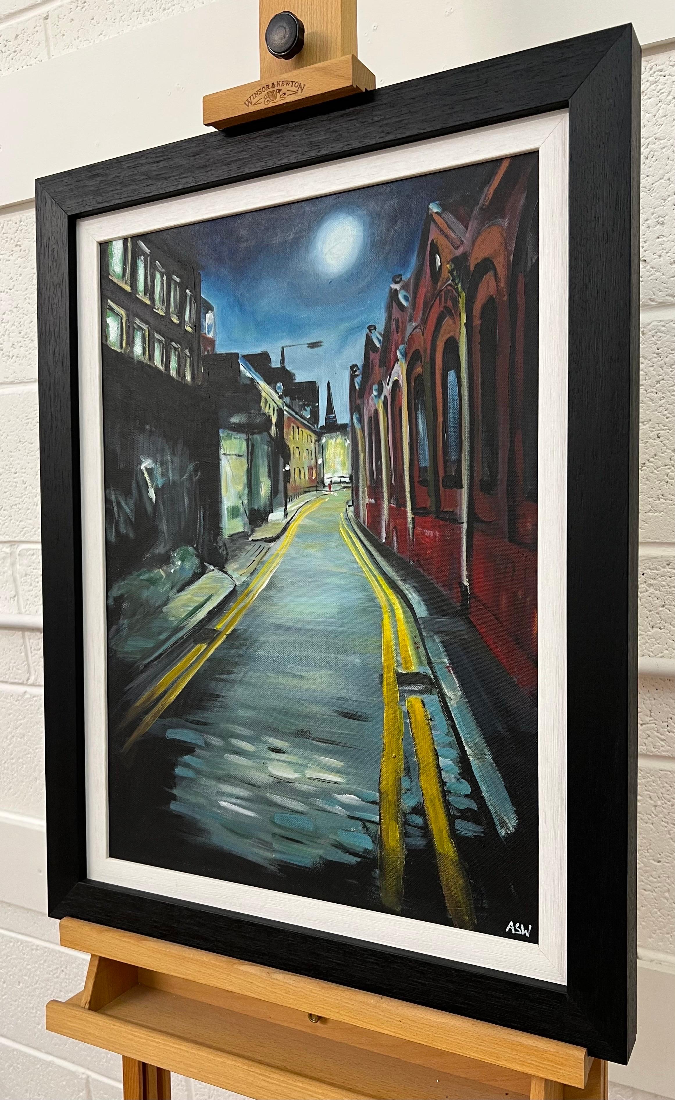 Atmospheric Painting of Street in Whitechapel London City by British Artist For Sale 4